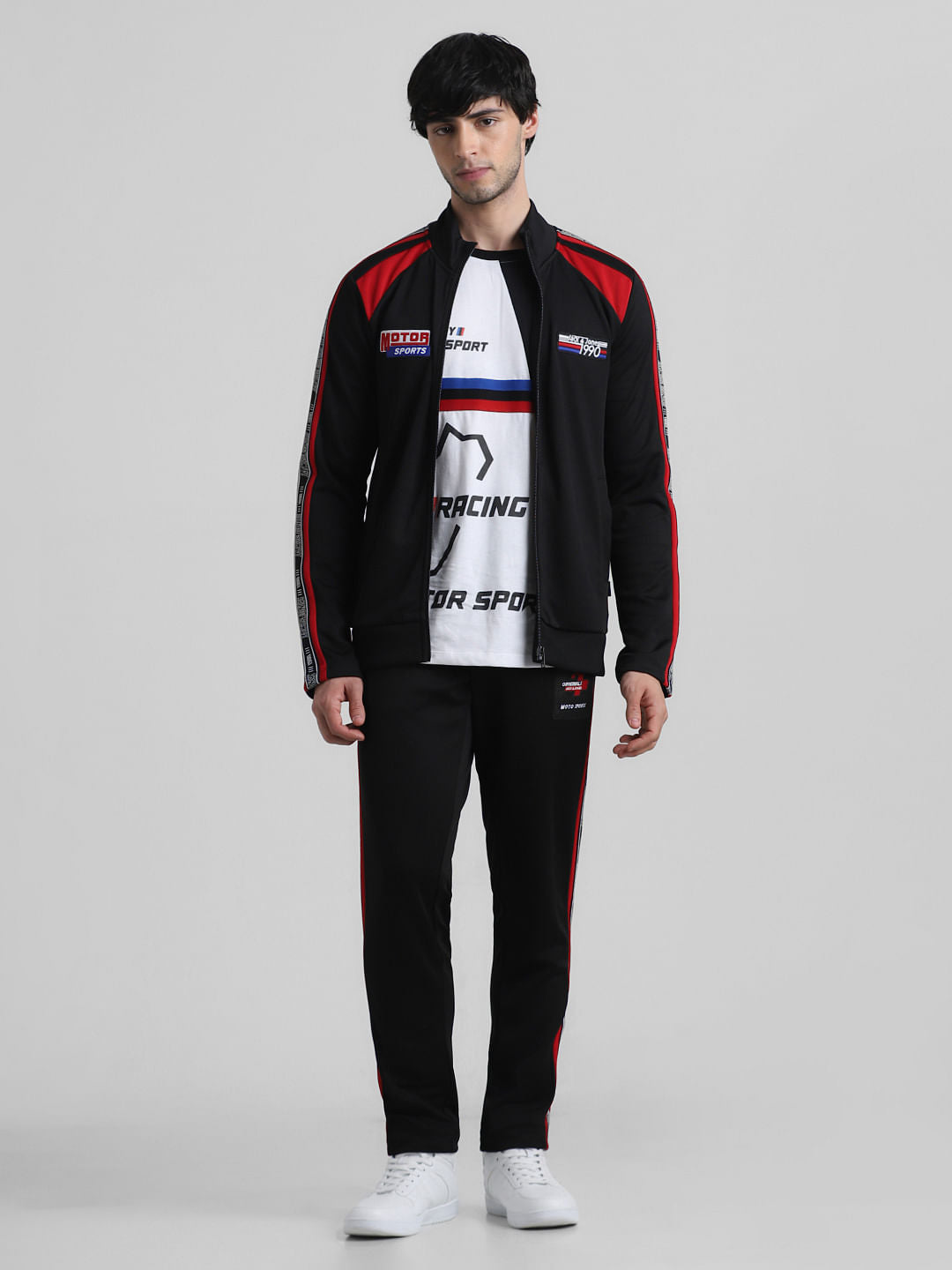 URBAN RACERS by Black Colourblocked Zip-Up Sweatshirt