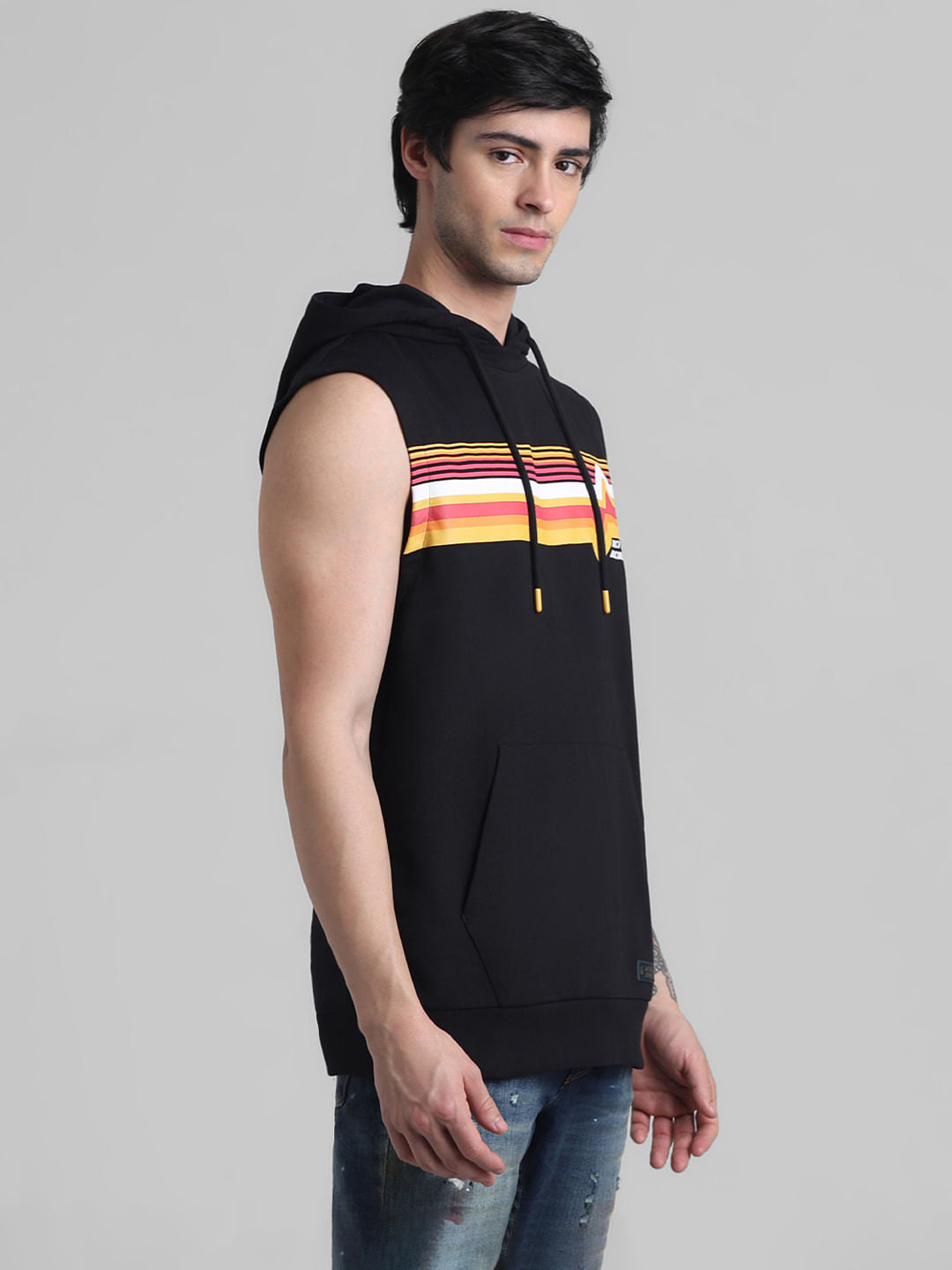 Black Printed Hooded Sweatshirt