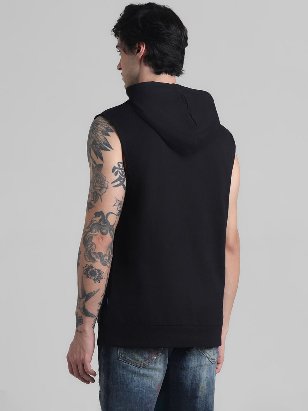 Black Printed Hooded Sweatshirt