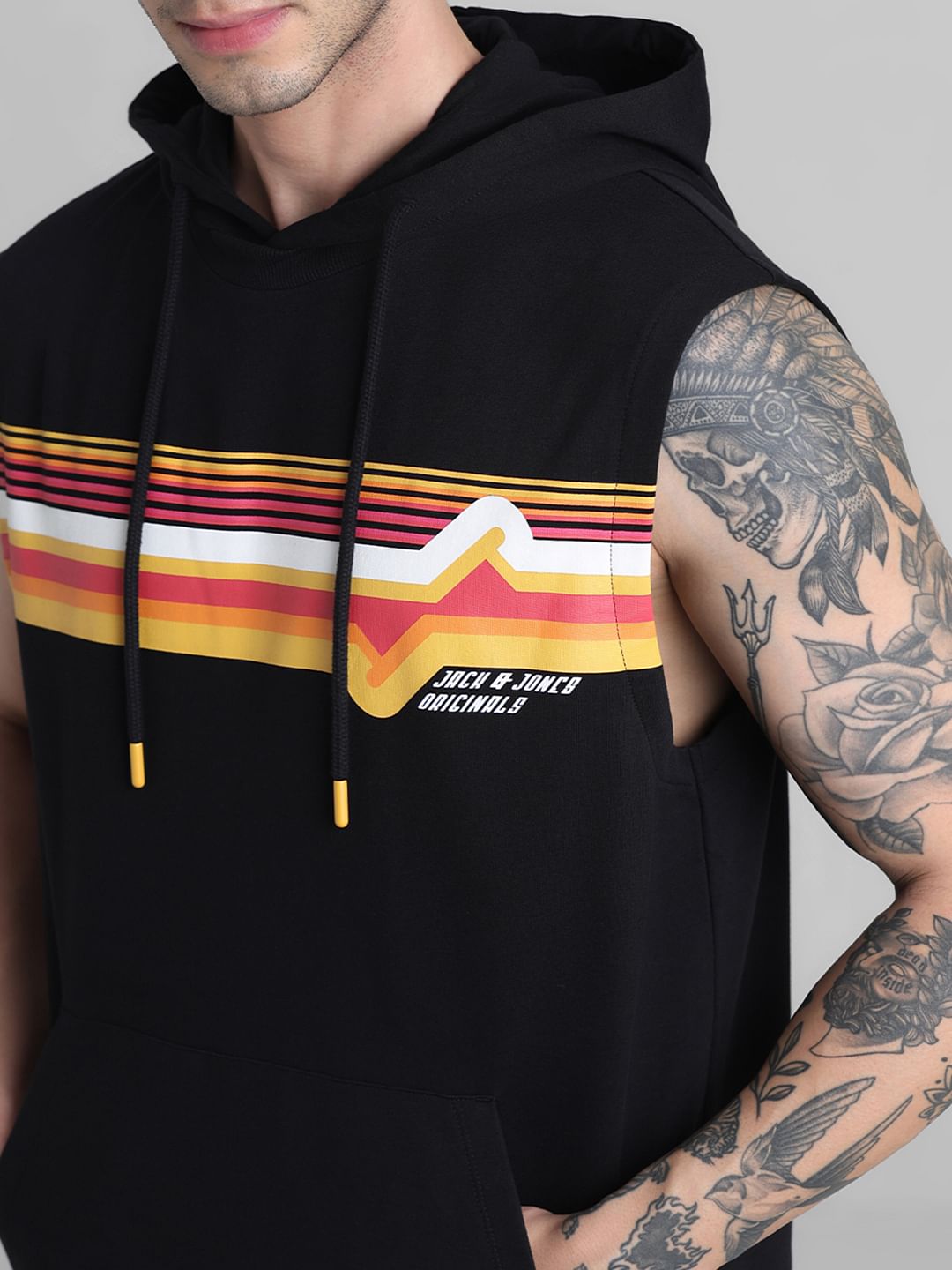 Black Printed Hooded Sweatshirt