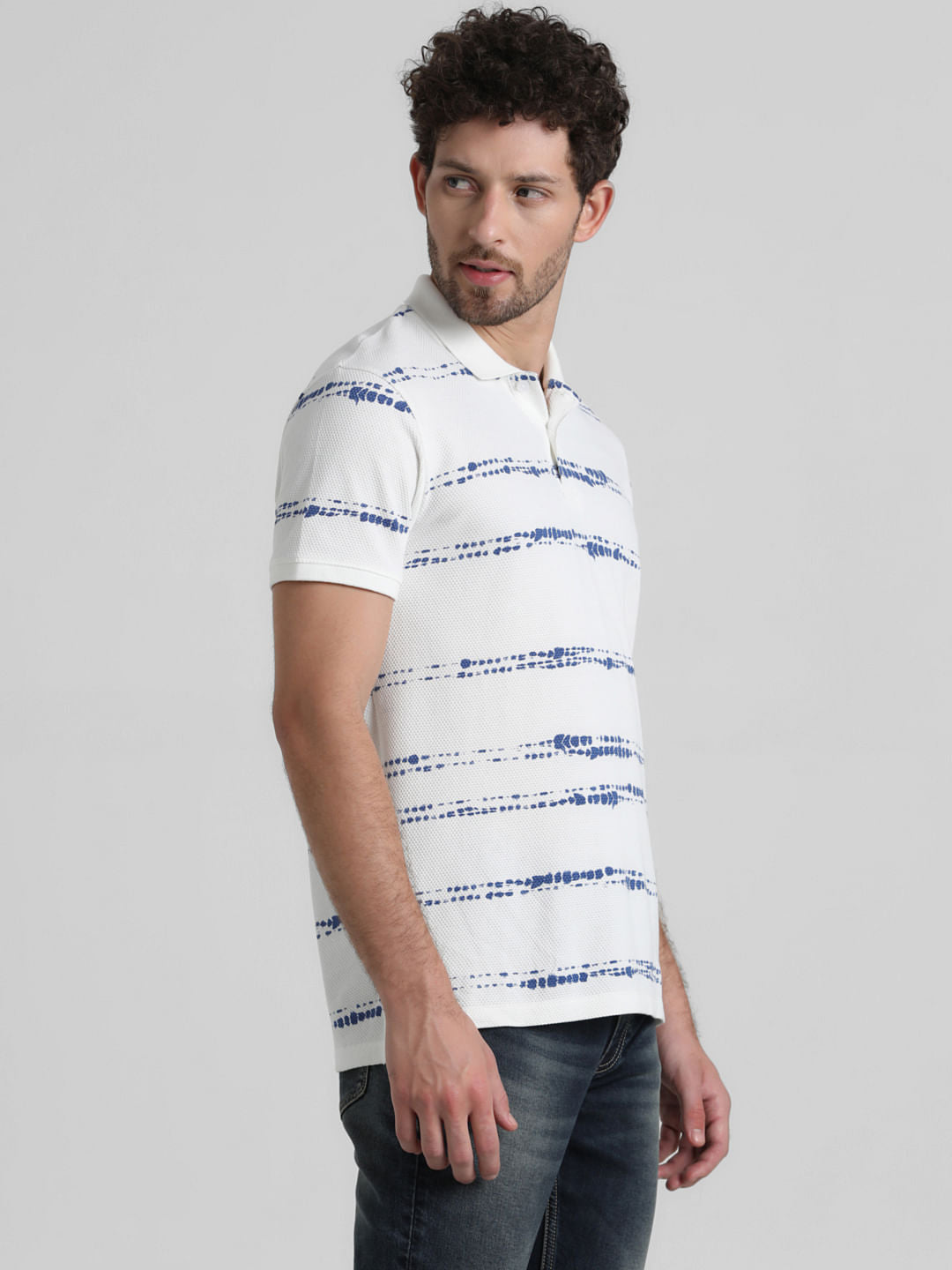 White Printed Polo T-shirt