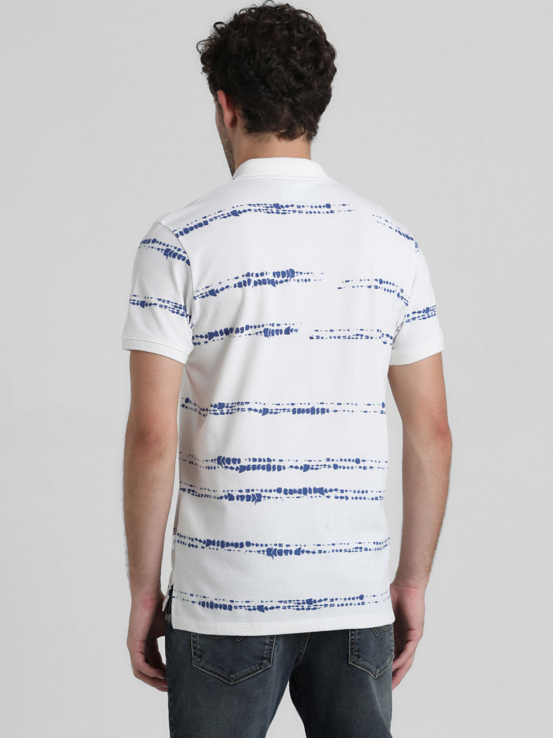 White Printed Polo T-shirt