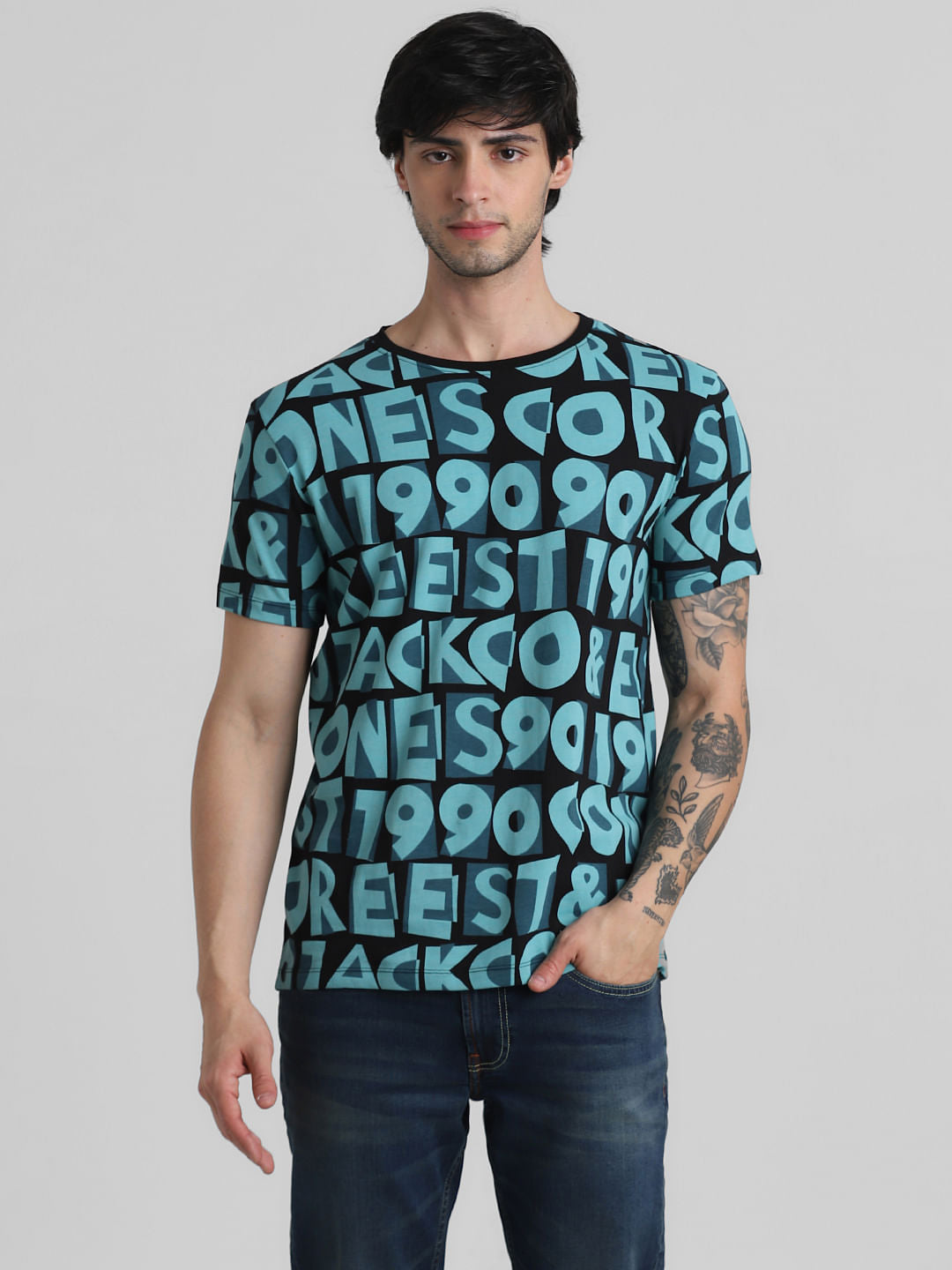 Green Abstract Logo Print T-shirt