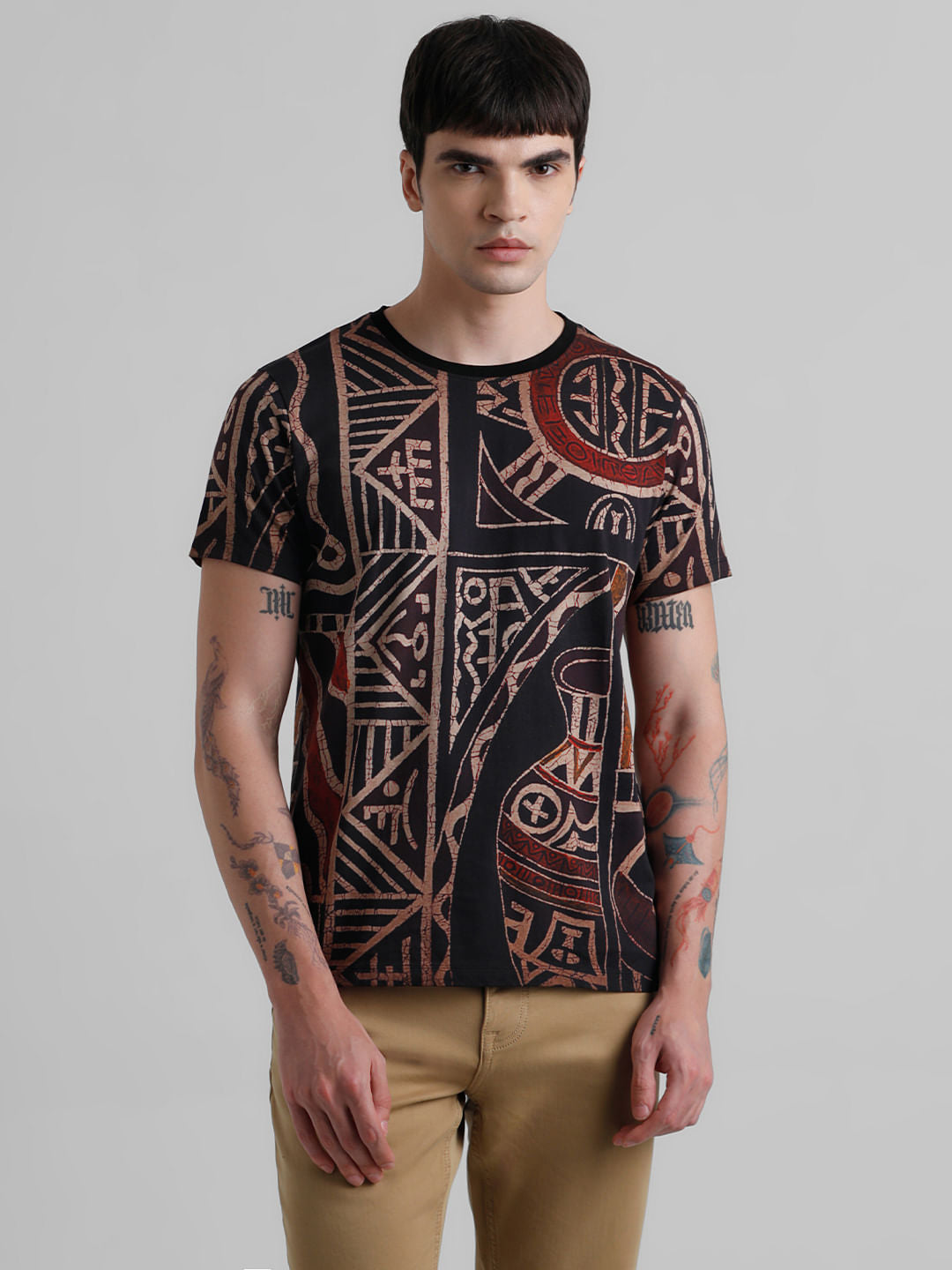Black Abstract Print T-shirt