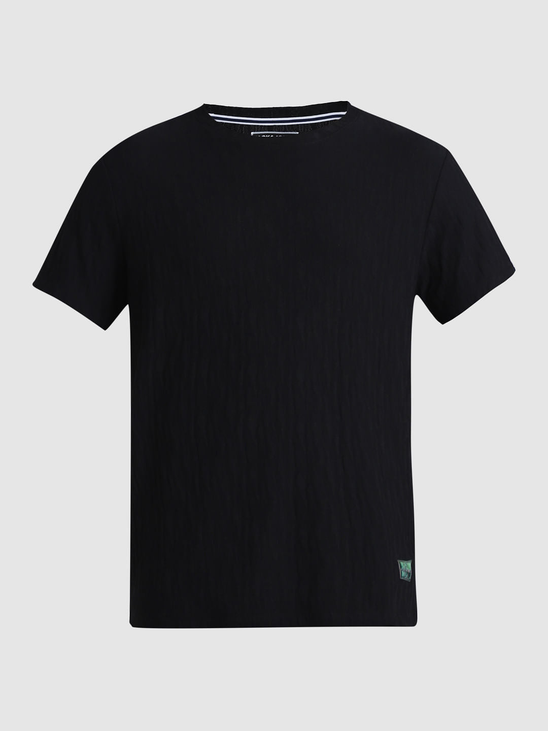Black Jacquard Crew Neck T-shirt