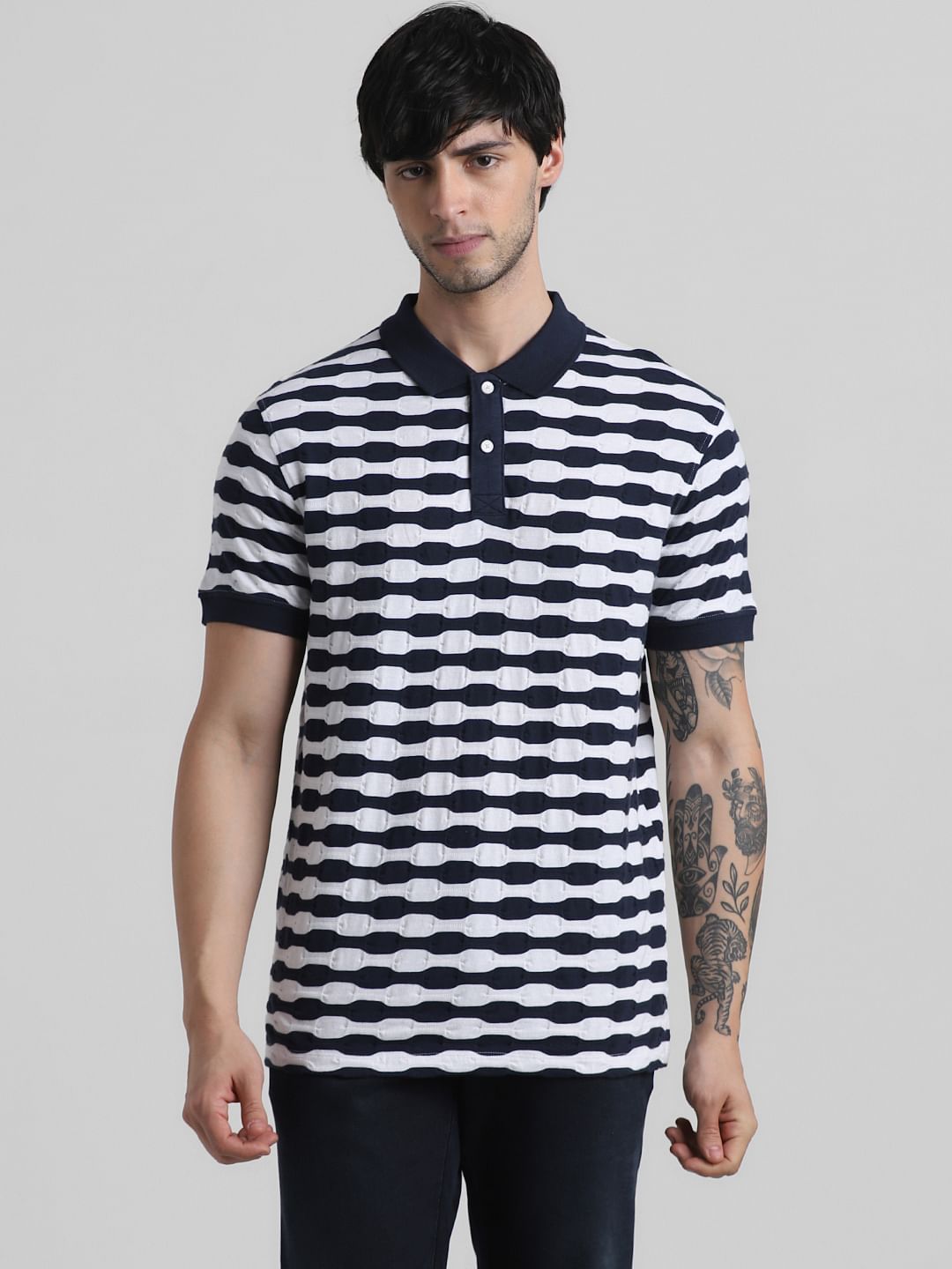 White Jacquard Polo T-shirt