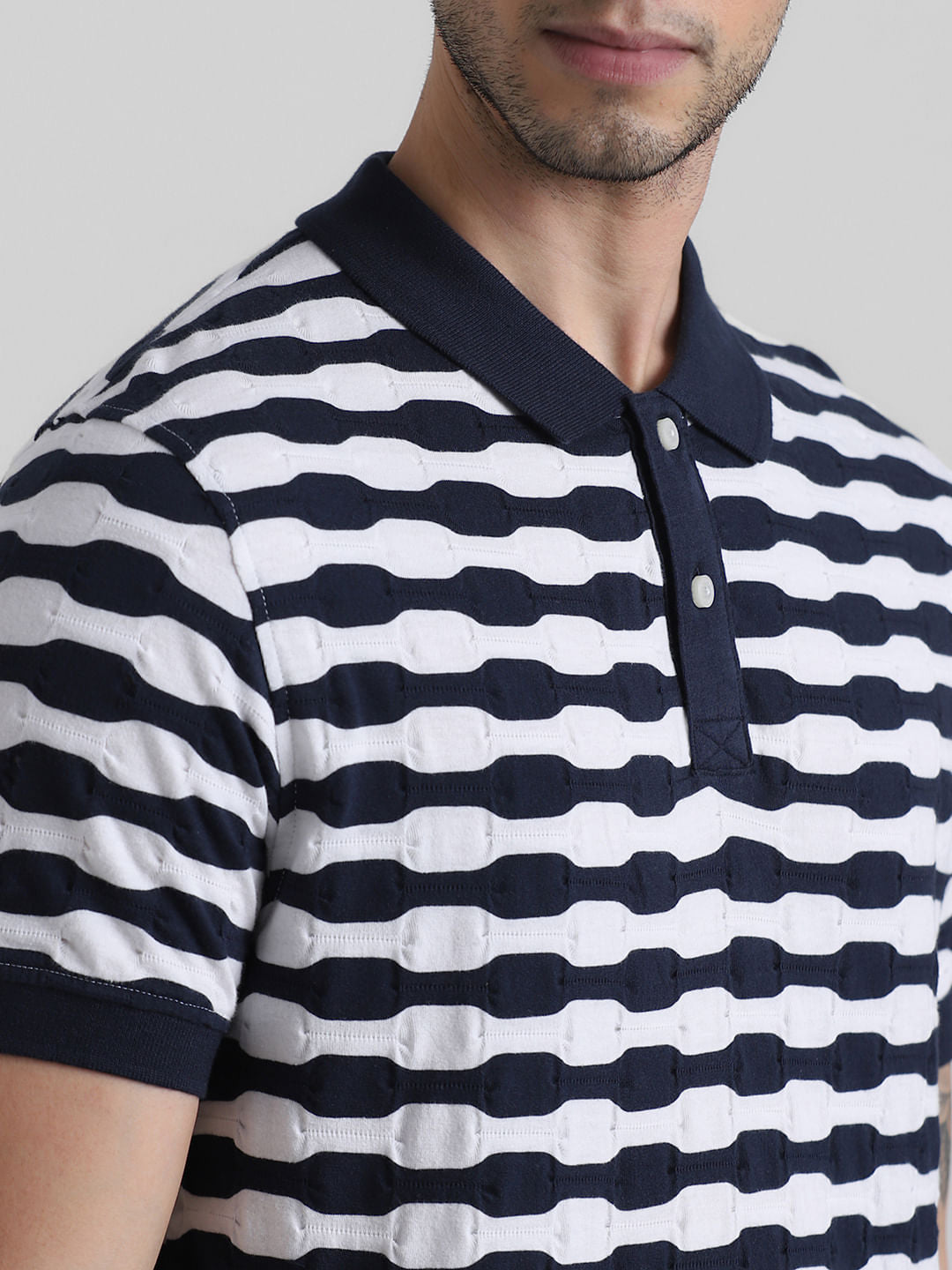 White Jacquard Polo T-shirt