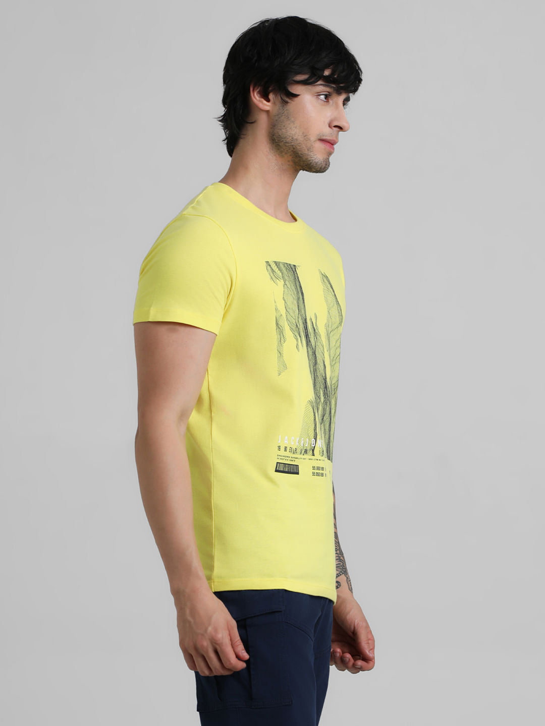 Yellow Graphic Print Crew Neck T-shirt