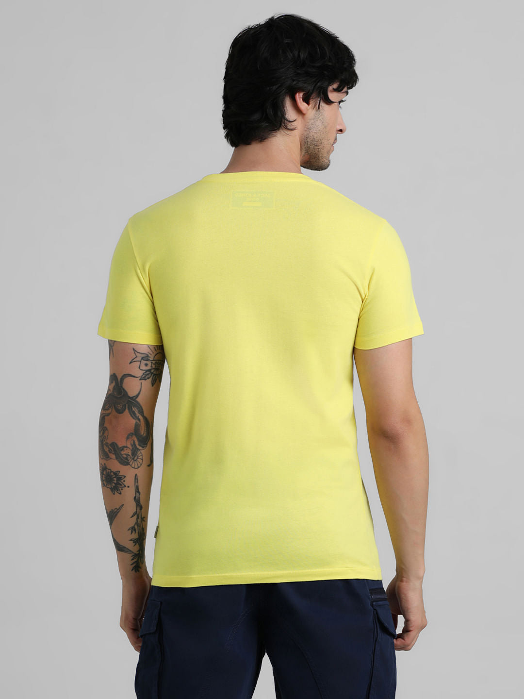 Yellow Graphic Print Crew Neck T-shirt
