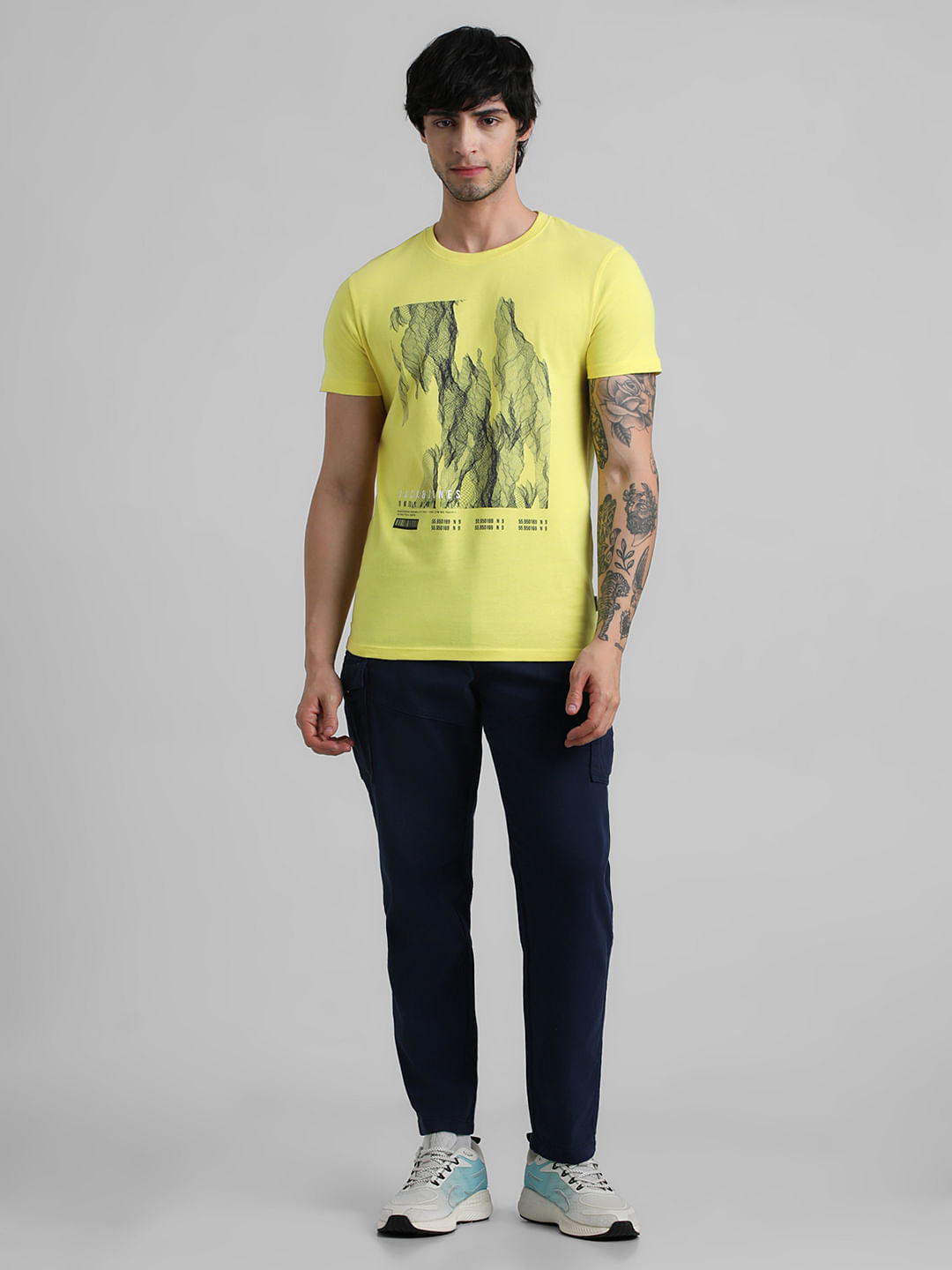Yellow Graphic Print Crew Neck T-shirt
