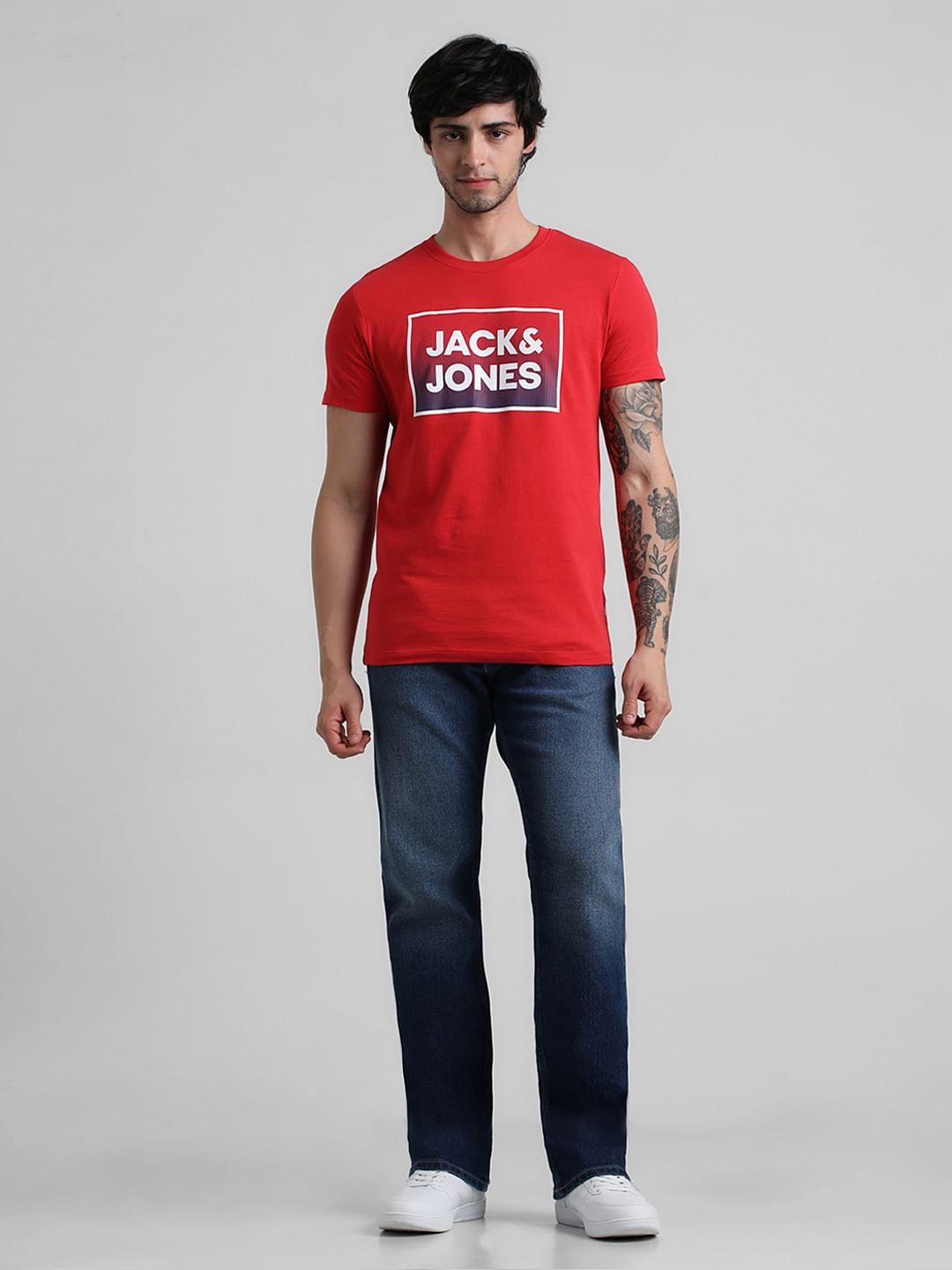 URBAN RACERS by JACK&JONES Red Logo Chest Print T-shirt