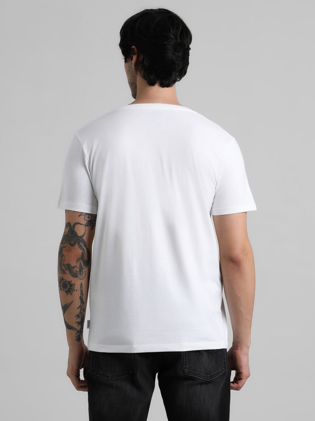 URBAN RACERS by JACK&JONES White Doggo Print Crew Neck T-shirt