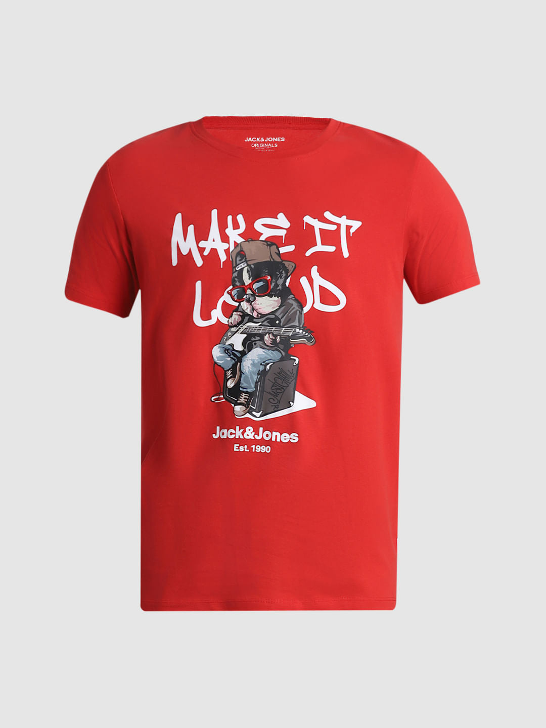 URBAN RACERS by JACK&JONES RED GRAPHIC PRINT CREW NECK T-SHIRT