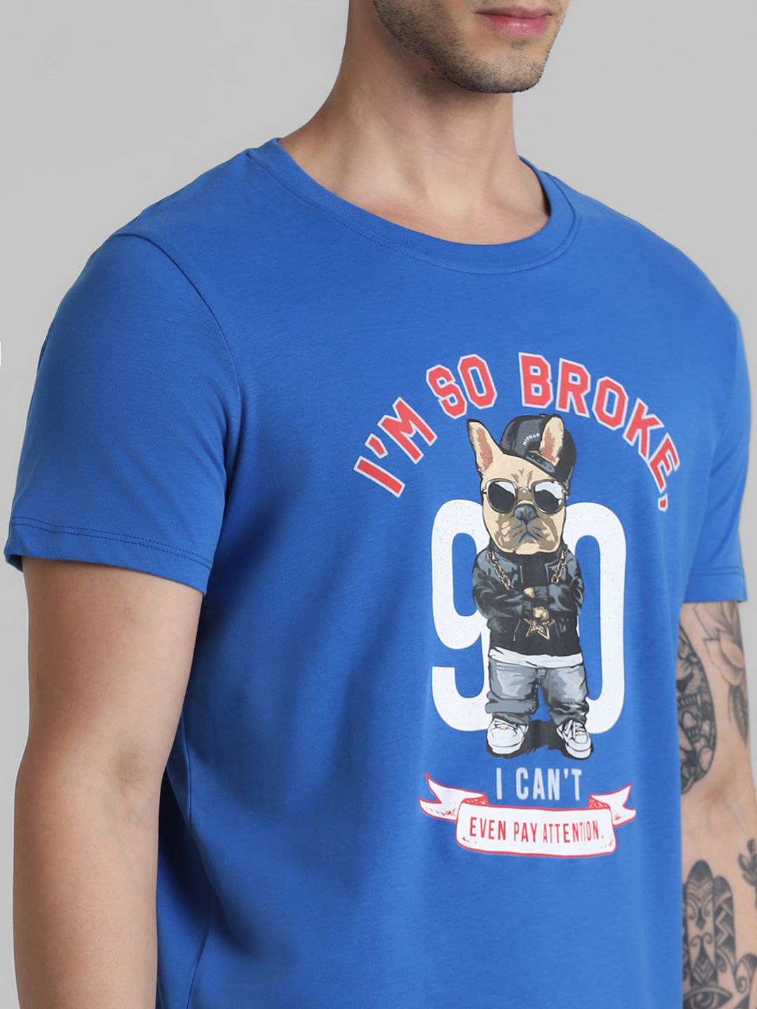 URBAN RACERS by JACK&JONES BLUE GRAPHIC PRINT CREW NECK T-SHIRT