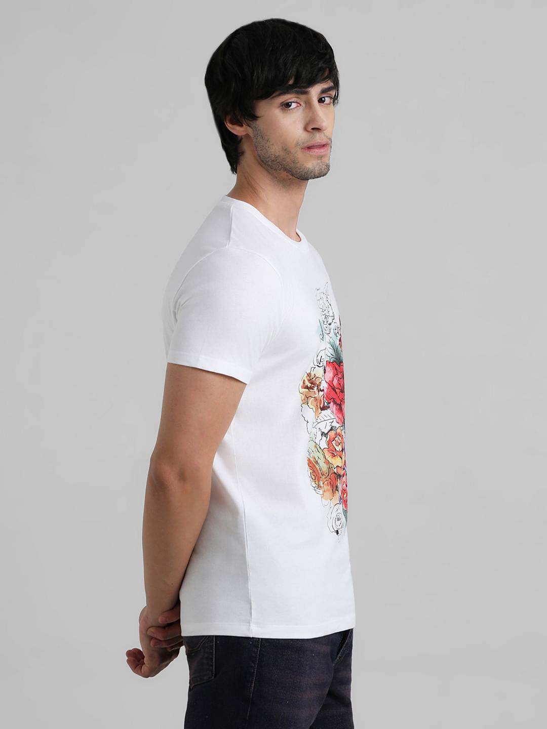 White Floral Print T-shirt