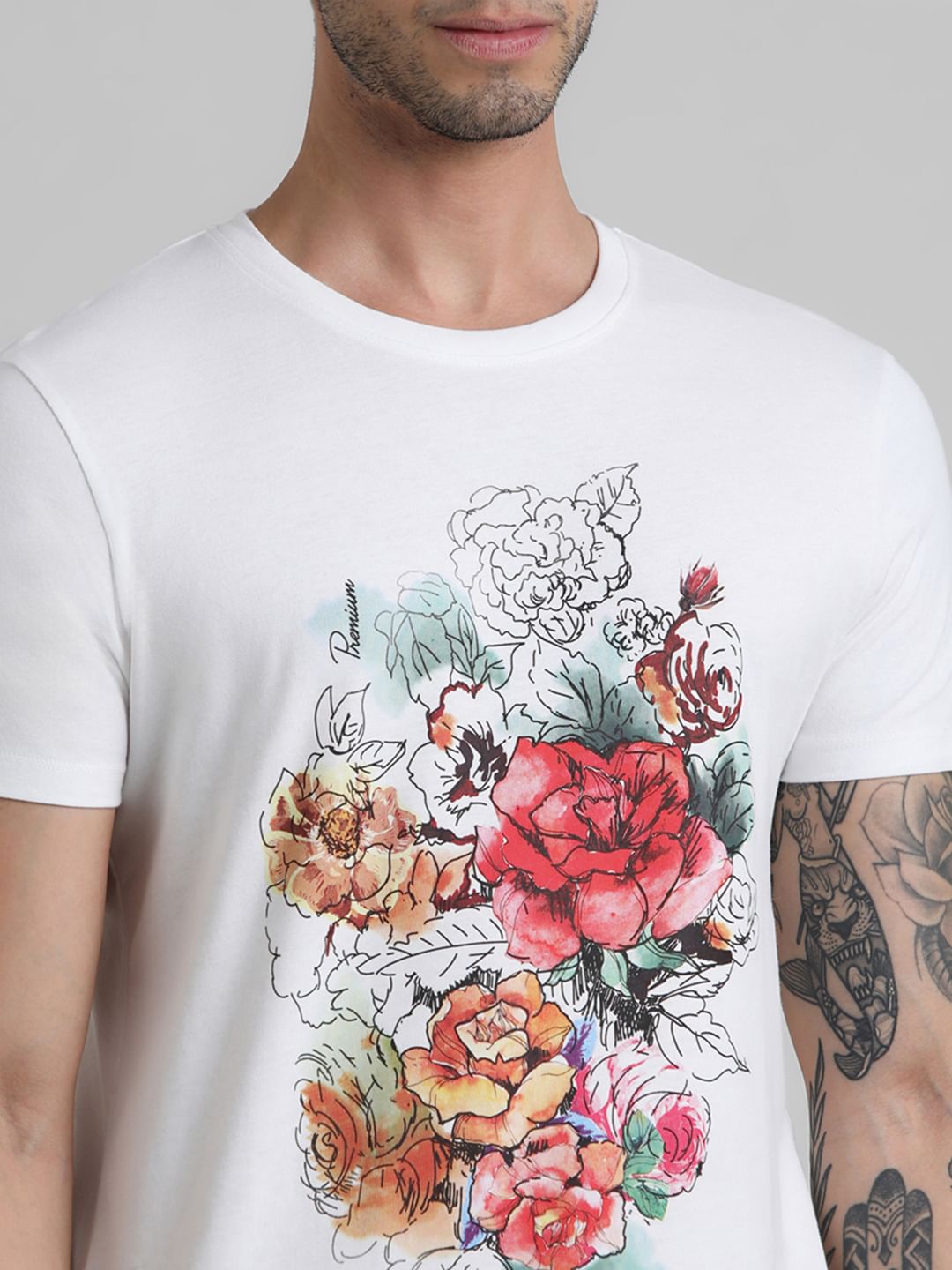 White Floral Print T-shirt