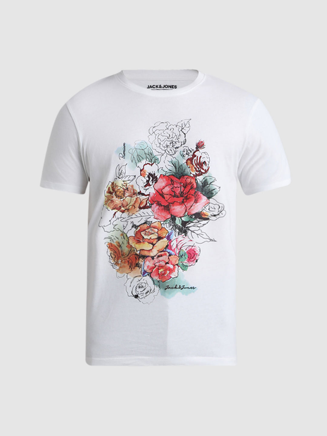 White Floral Print T-shirt