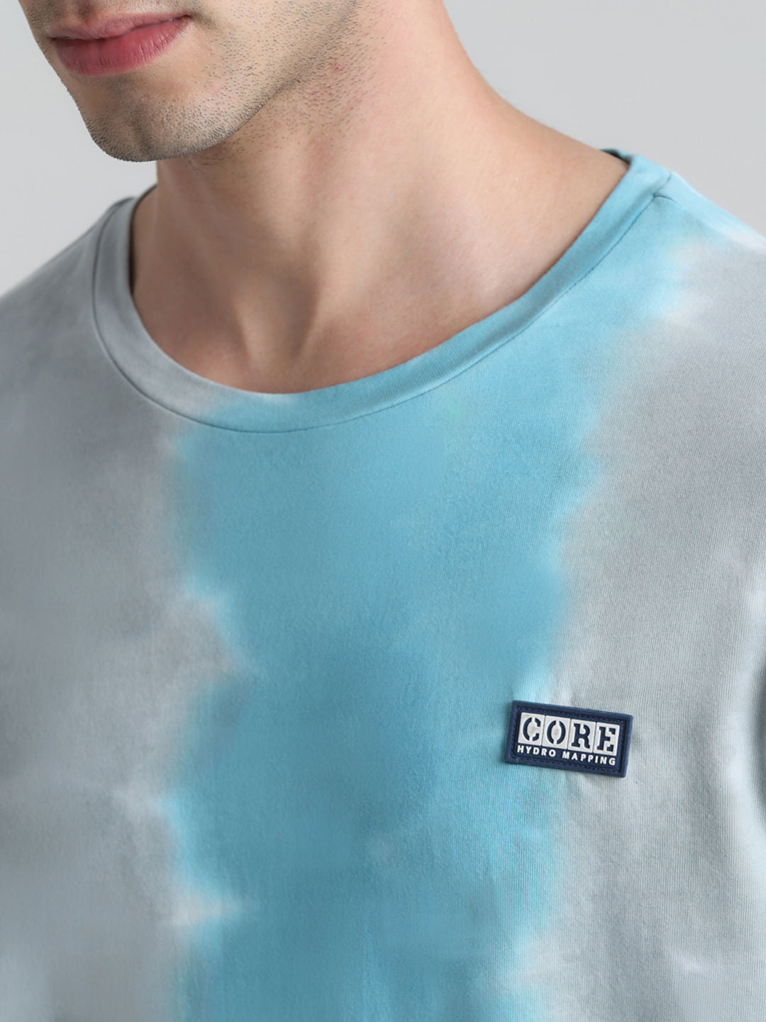 Blue & Grey Tie-Dye Crew Neck T-shirt