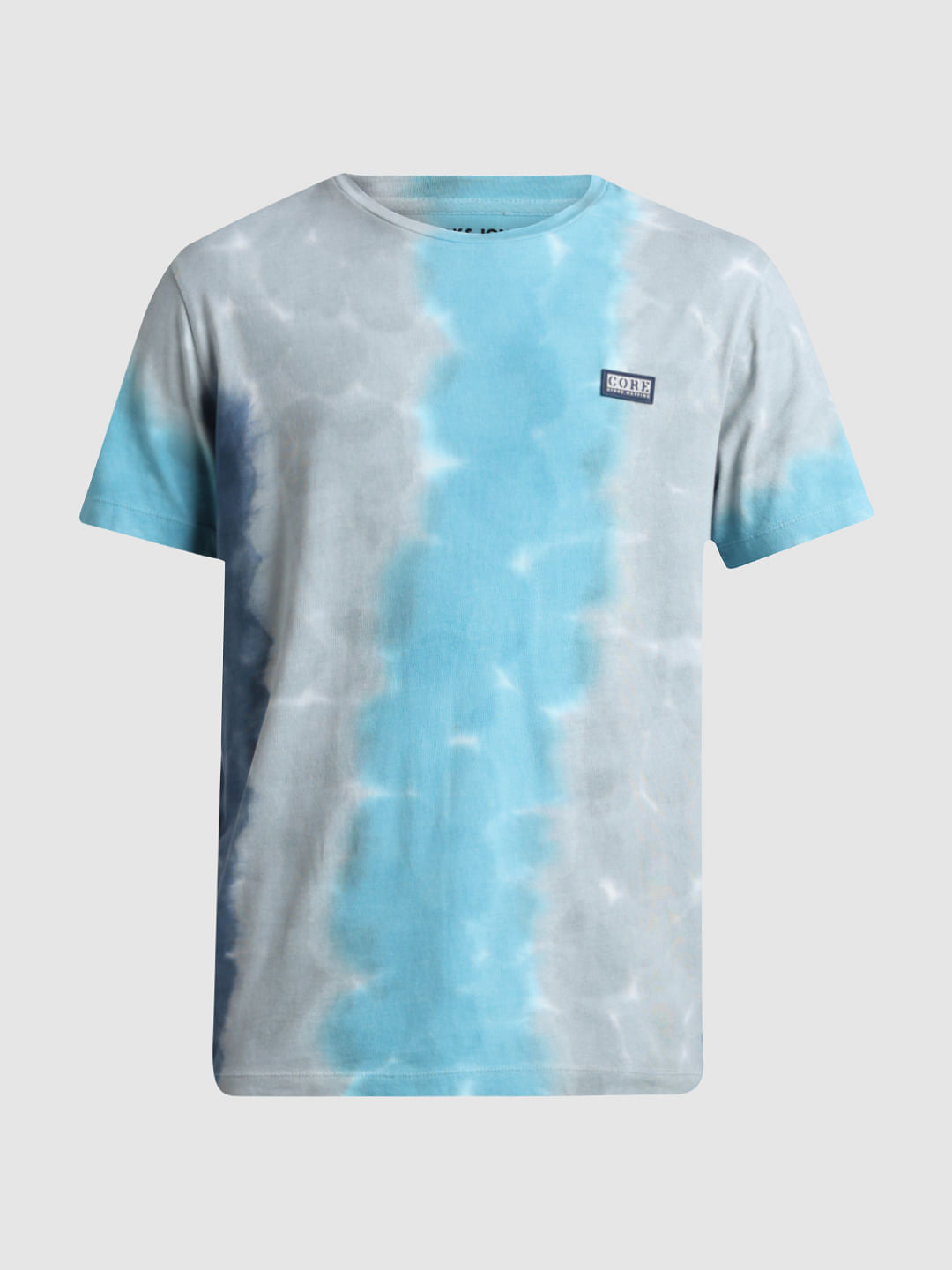 Blue & Grey Tie-Dye Crew Neck T-shirt