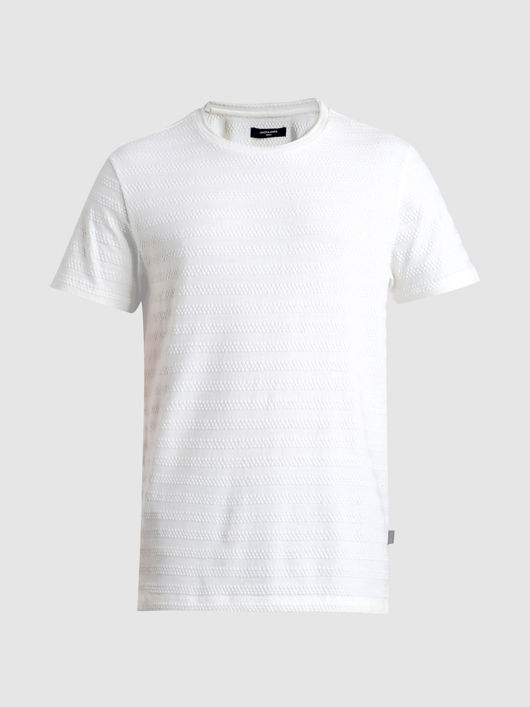 White Knitted Crew Neck T-shirt