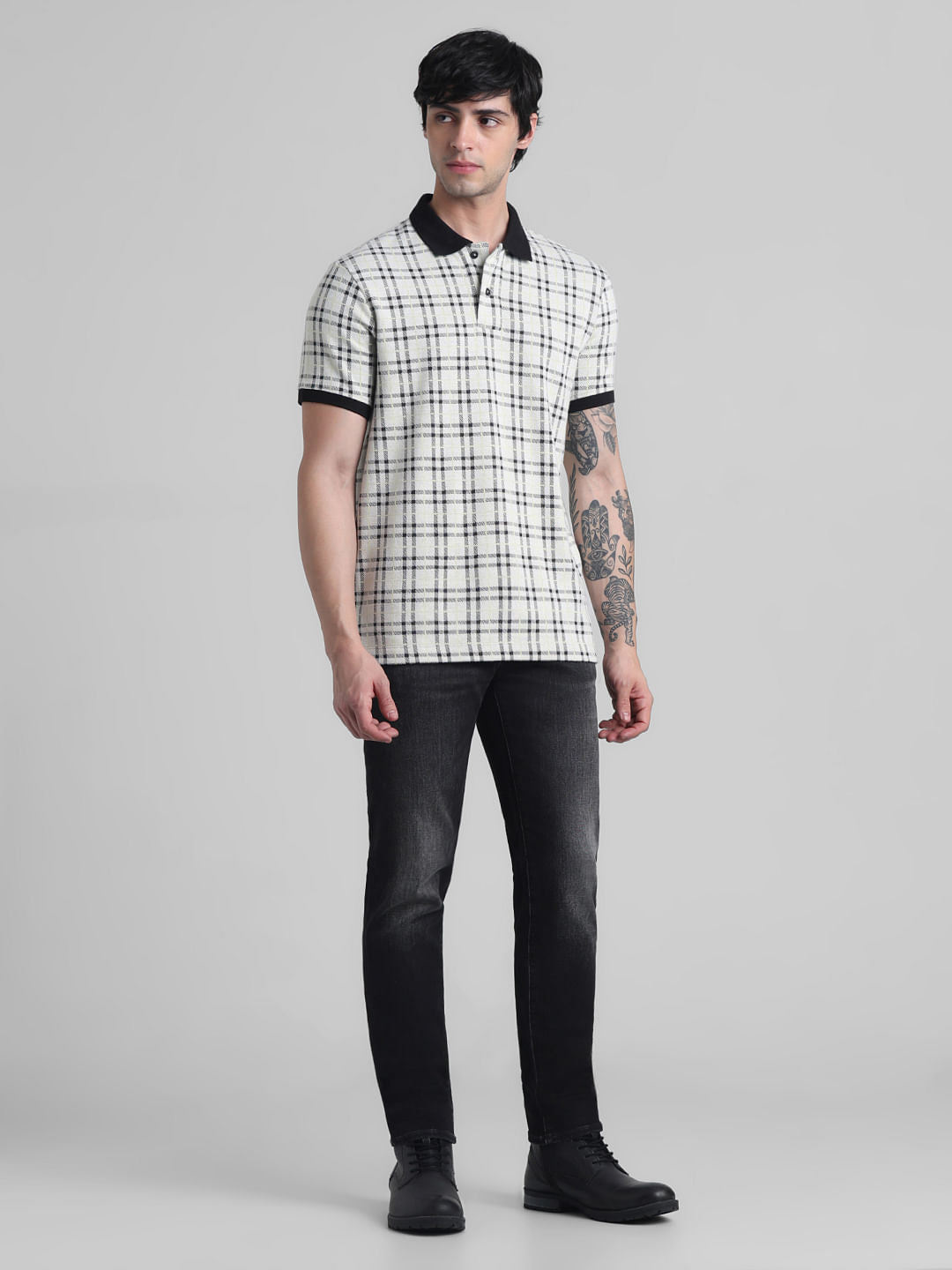 White Check Polo T-shirt