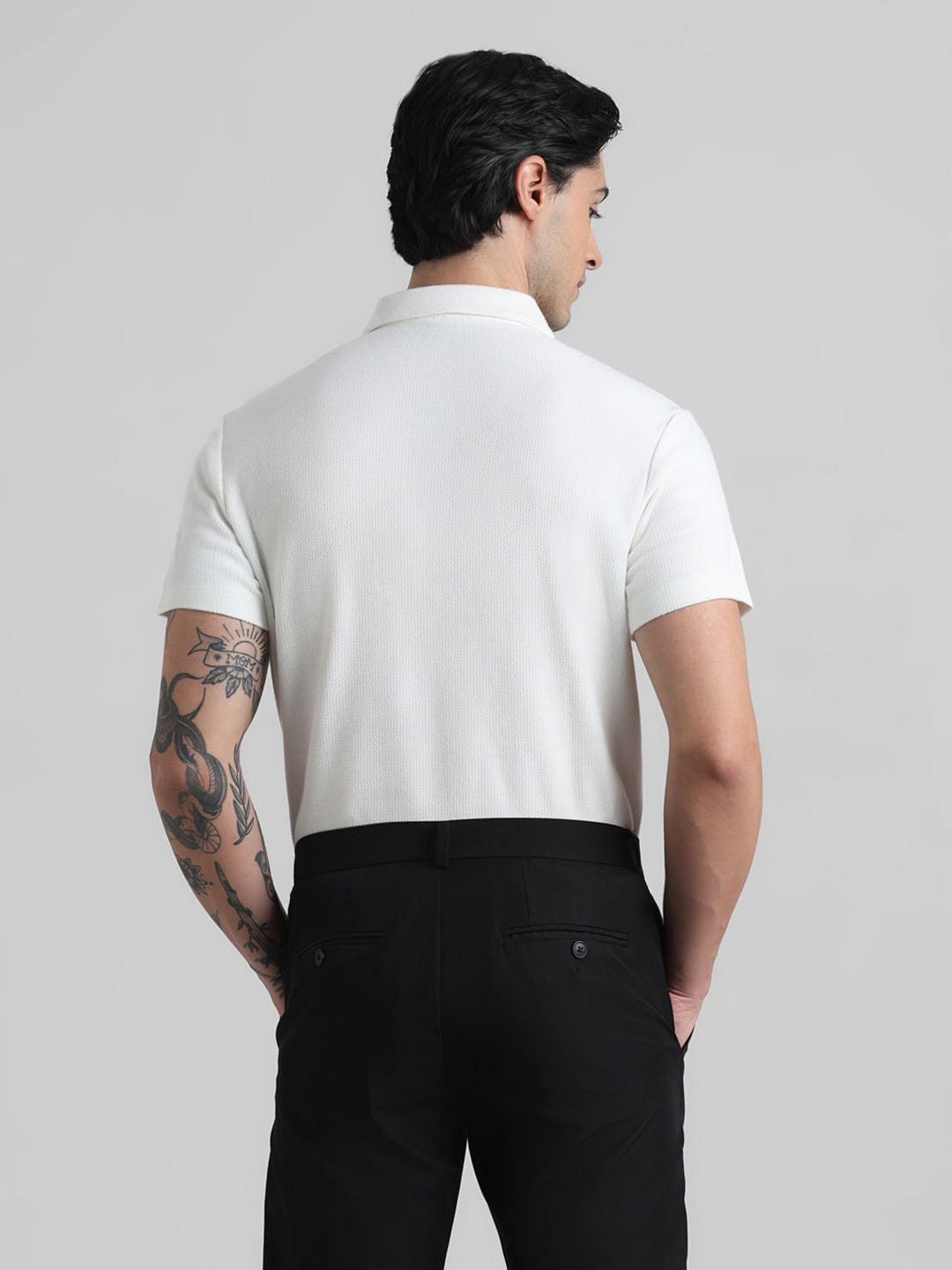 White Knitted Polo T-shirt