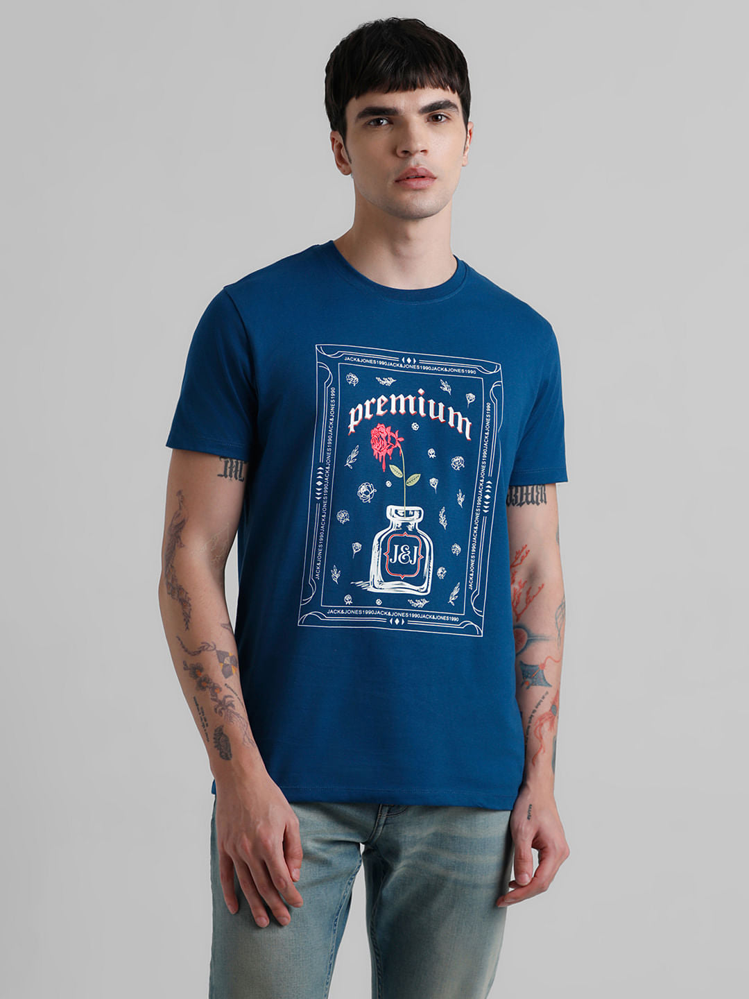 Green Printed Crew Neck T-shirt