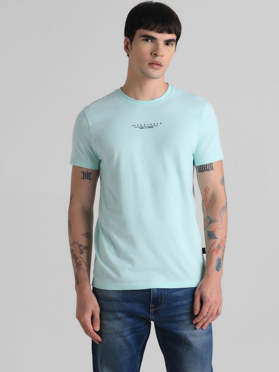 Green Logo Text Crew Neck T-shirt