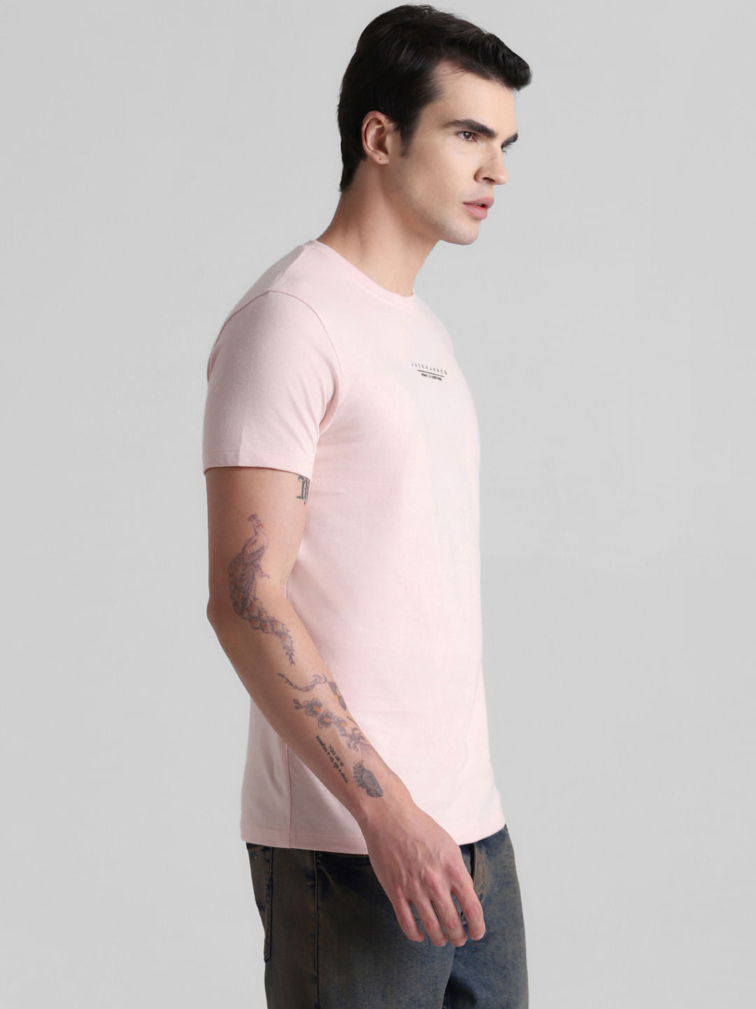 Pink Logo Text Crew Neck T-shirt