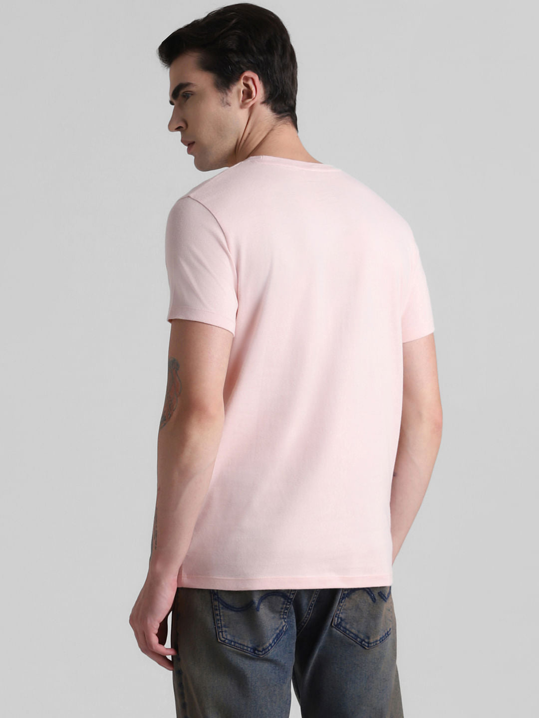 Pink Logo Text Crew Neck T-shirt