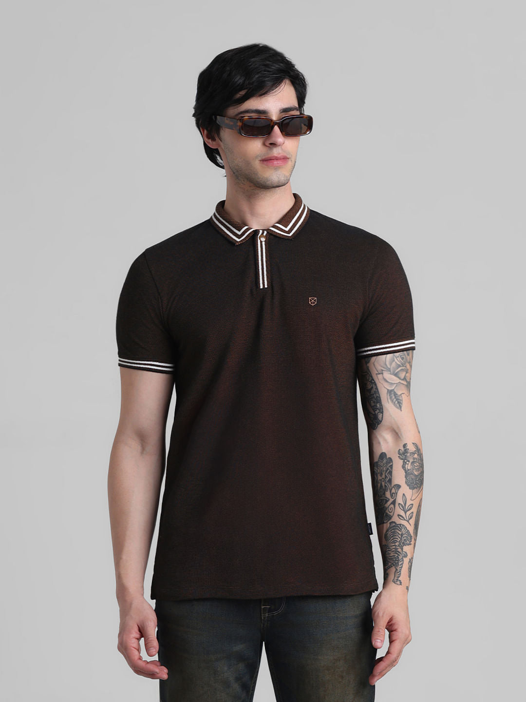 Golden Brown Cotton Polo