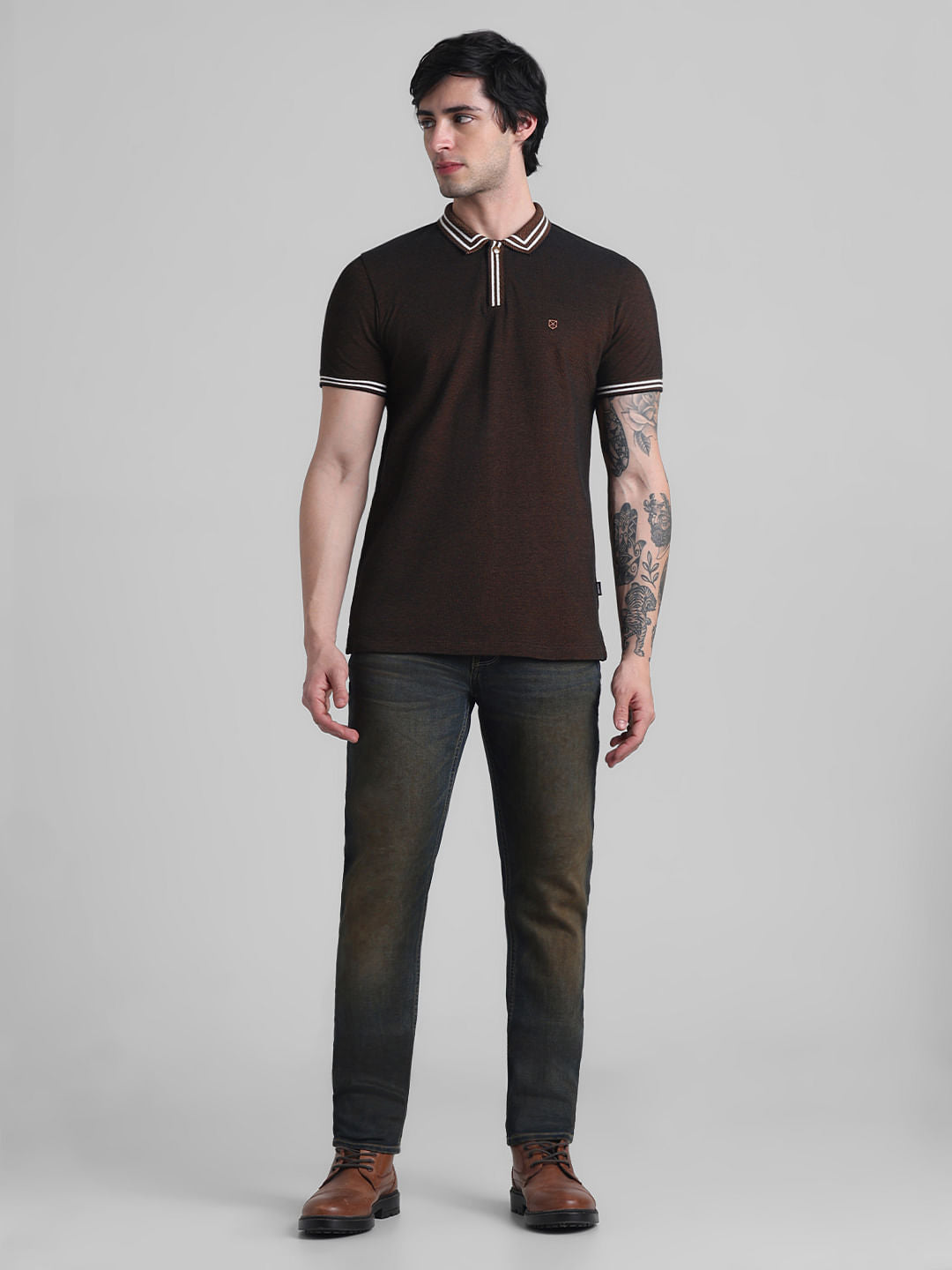 Golden Brown Cotton Polo