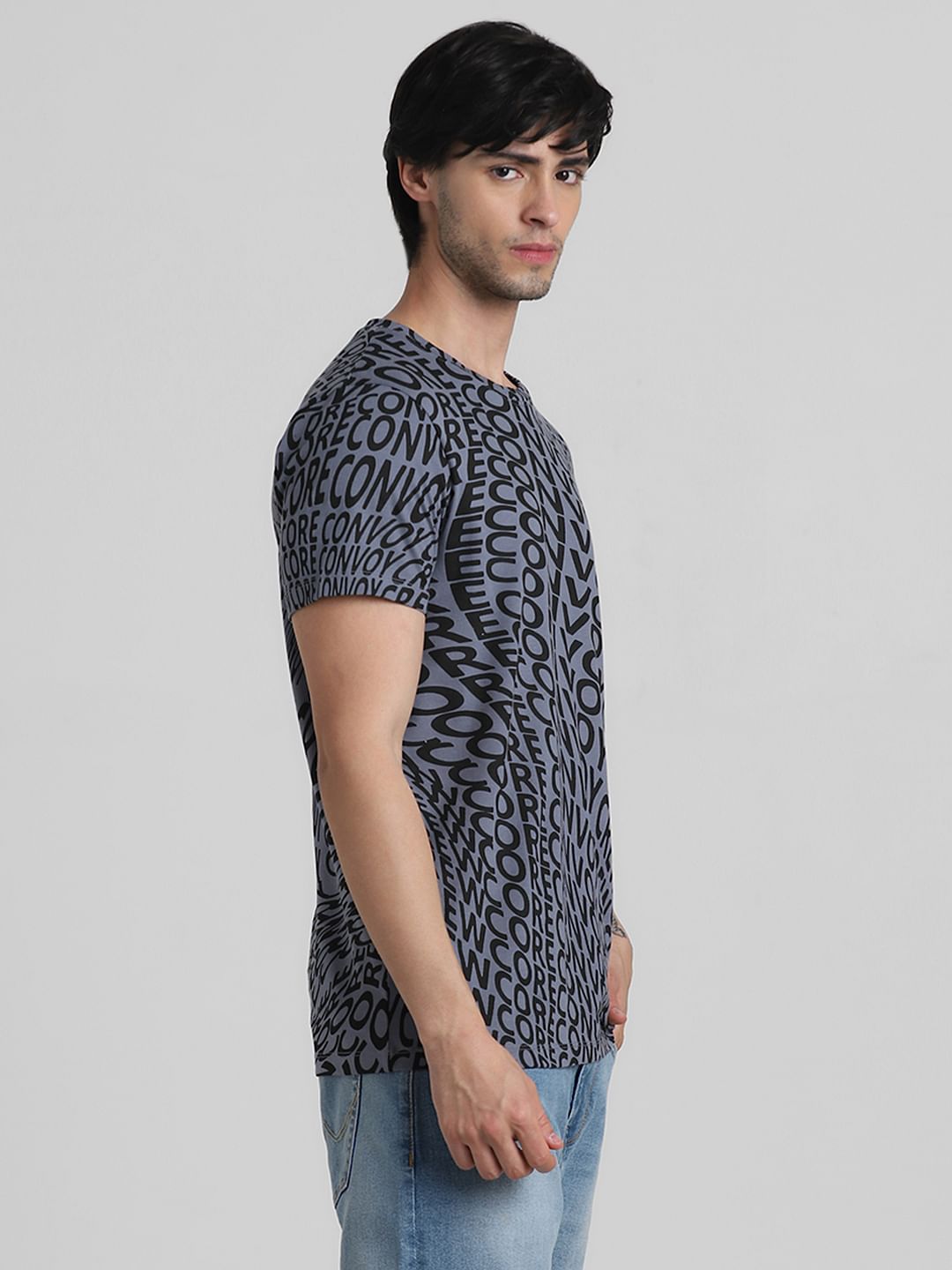 Grey Typographic Print T-shirt