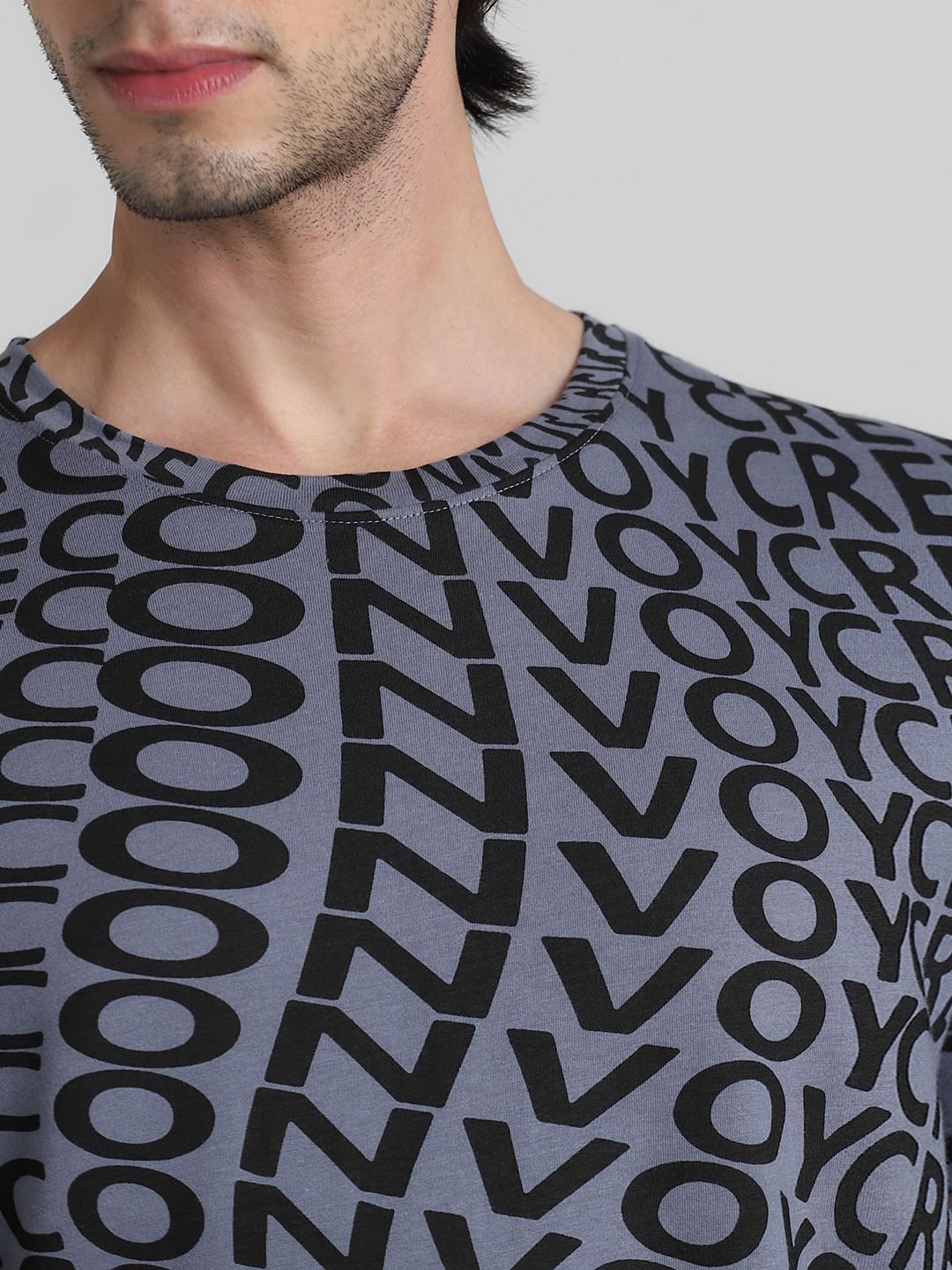 Grey Typographic Print T-shirt