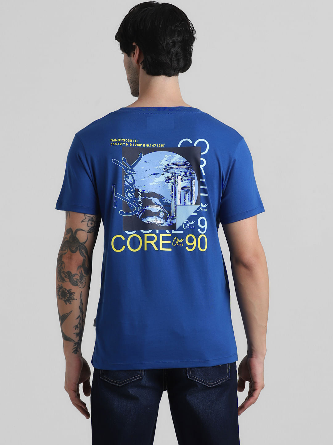 Blue Logo Print Crew Neck T-shirt