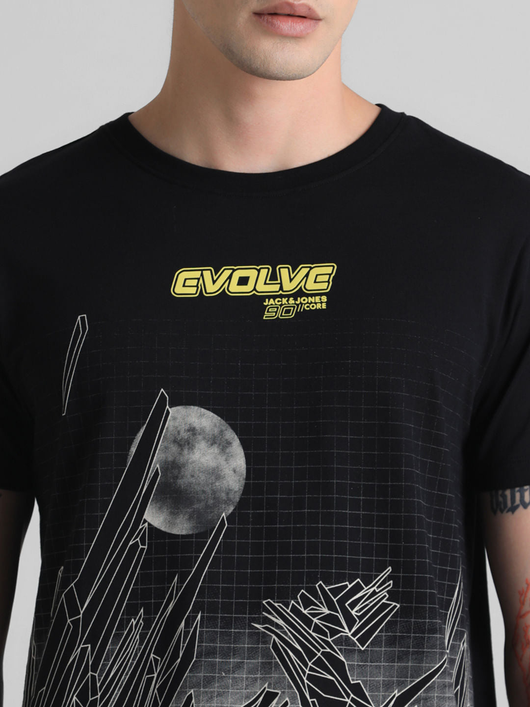 Black Printed Crew Neck T-shirt
