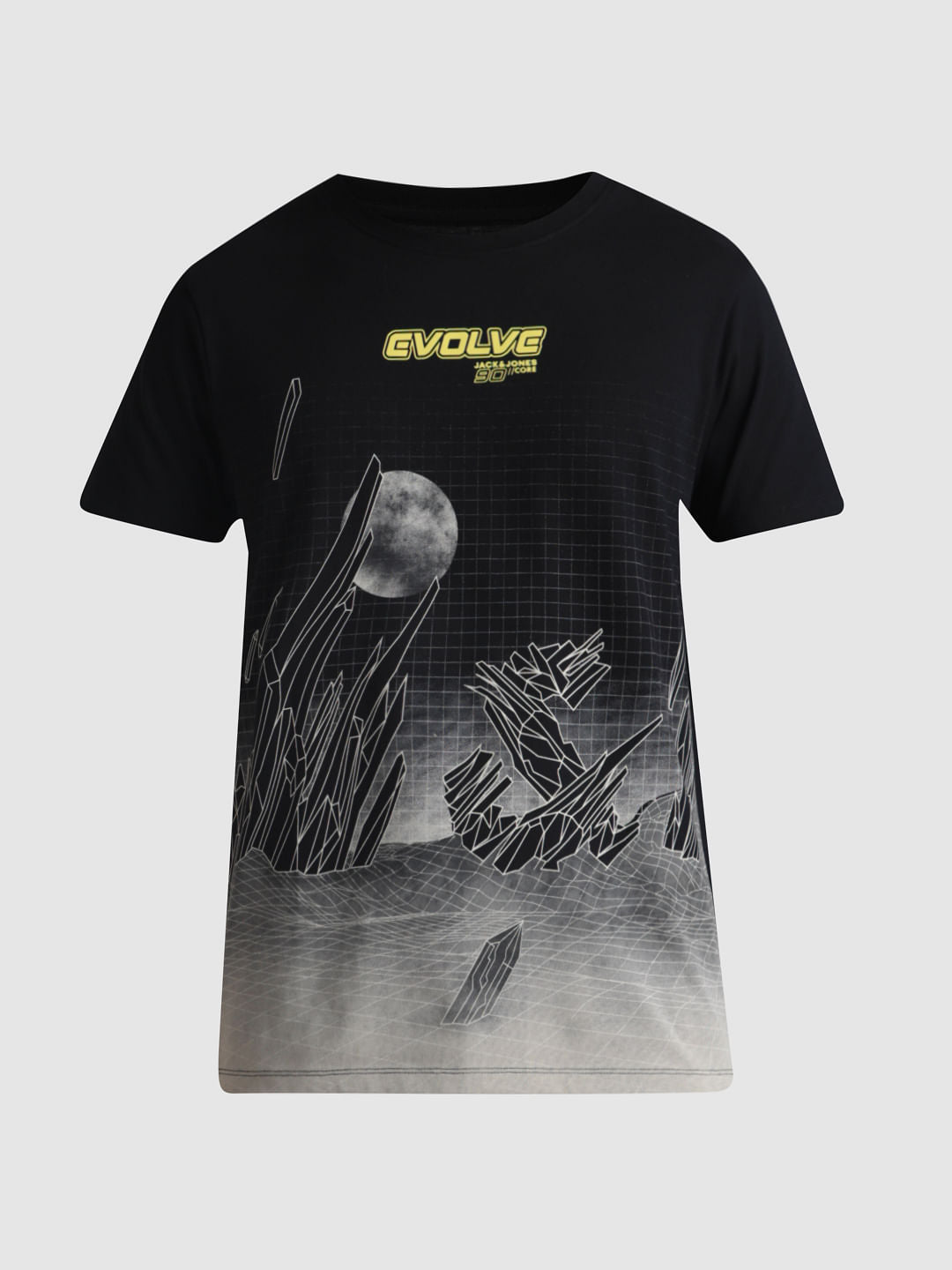 Black Printed Crew Neck T-shirt