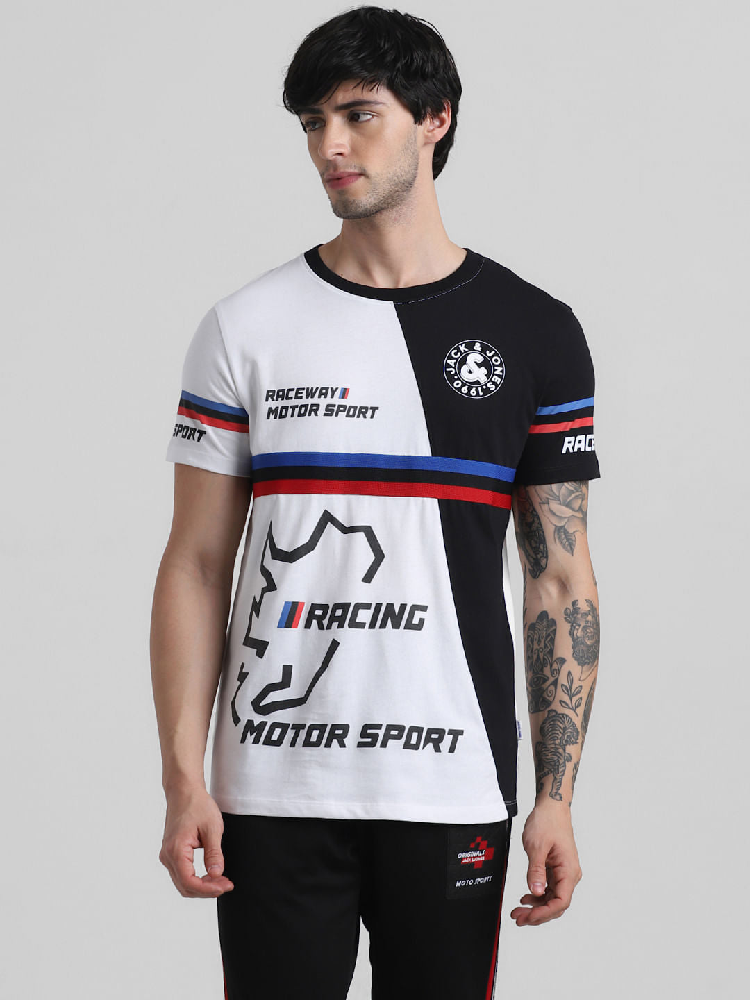 URBAN RACERS by White Colourblocked T-shirt