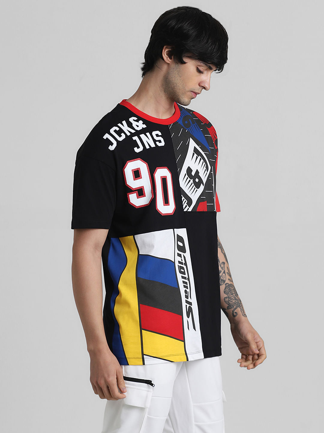 URBAN RACERS by JACK&JONES WHITE PRINTED Oversized T-SHIRT