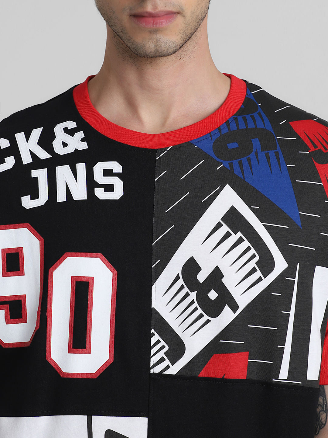 URBAN RACERS by JACK&JONES WHITE PRINTED Oversized T-SHIRT