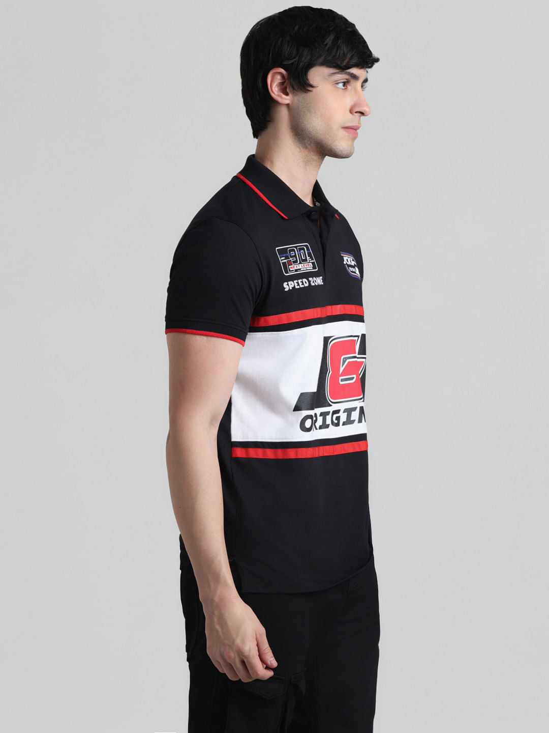 URBAN RACERS by Jack & Jones Black Printed Polo T-shirt