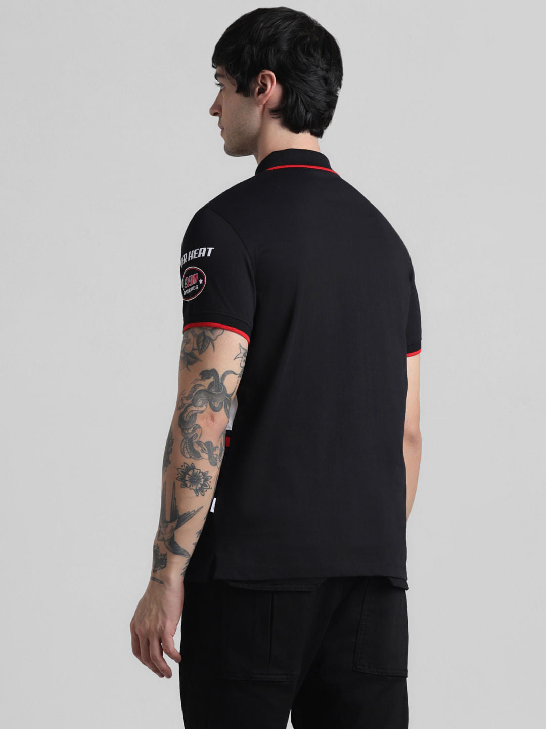 URBAN RACERS by Jack & Jones Black Printed Polo T-shirt