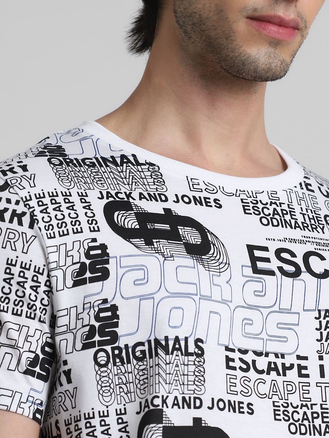 White Typographic Print T-shirt