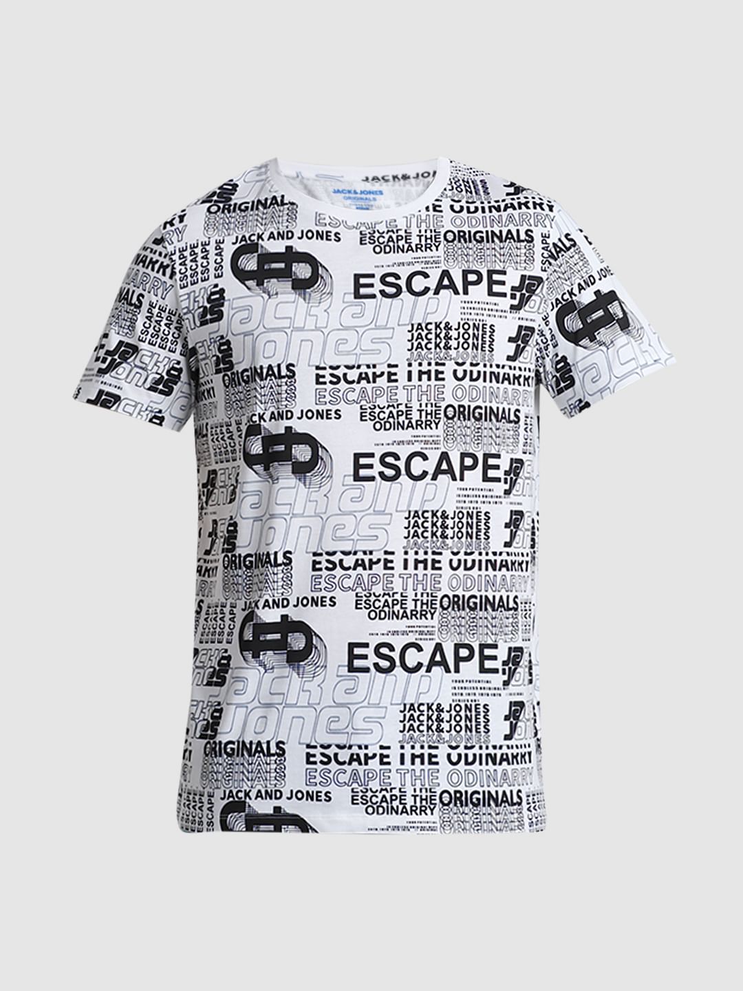 White Typographic Print T-shirt