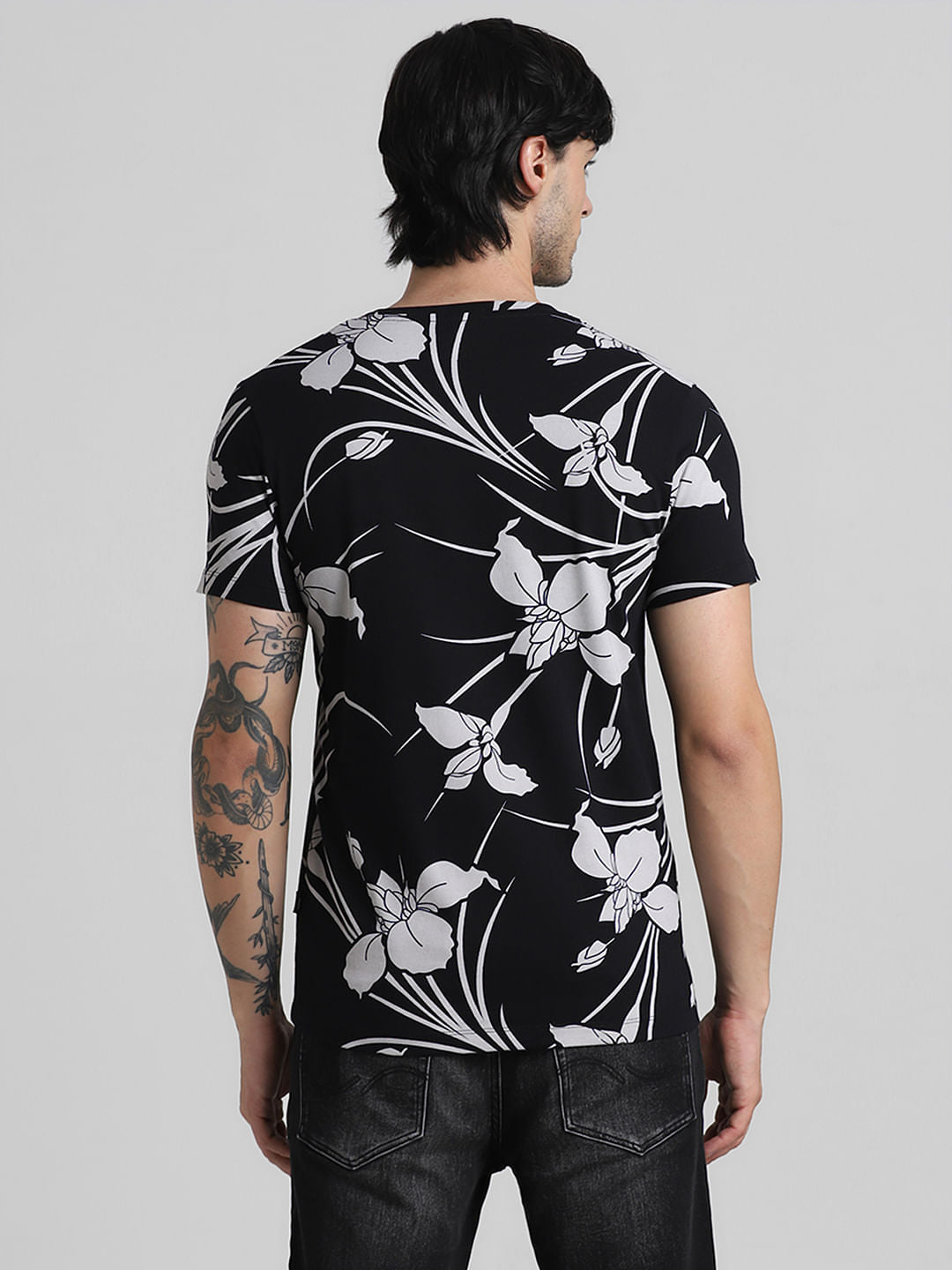 Black Floral Print T-shirt