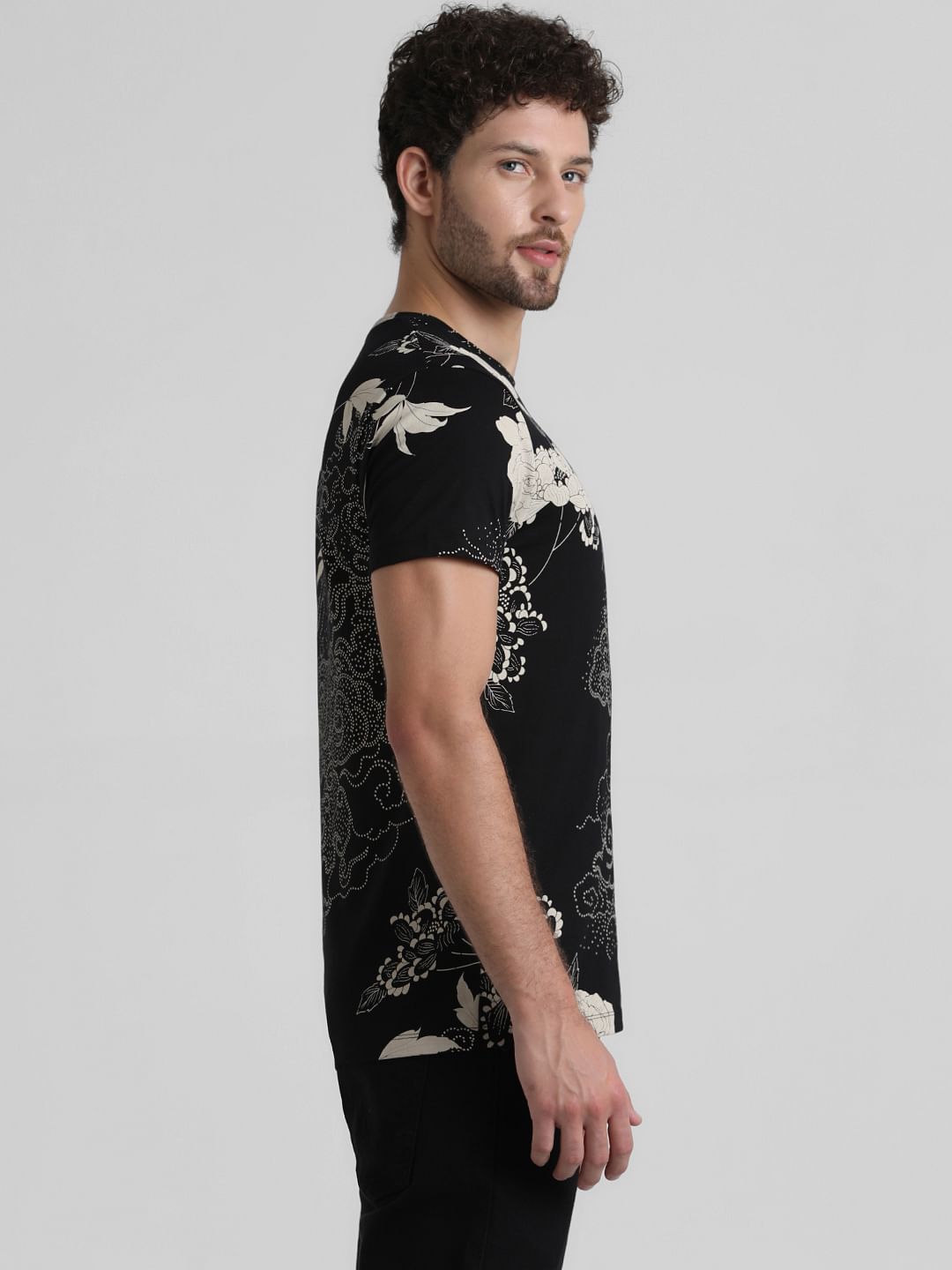 Black Floral Print T-shirt