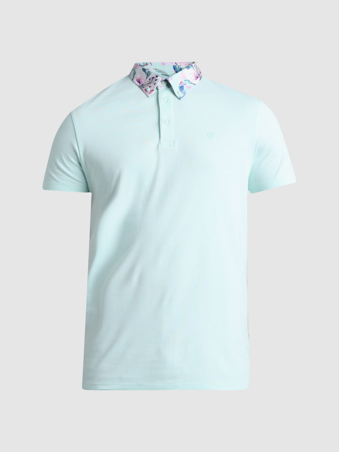 Green Floral Collared Polo T-shirt
