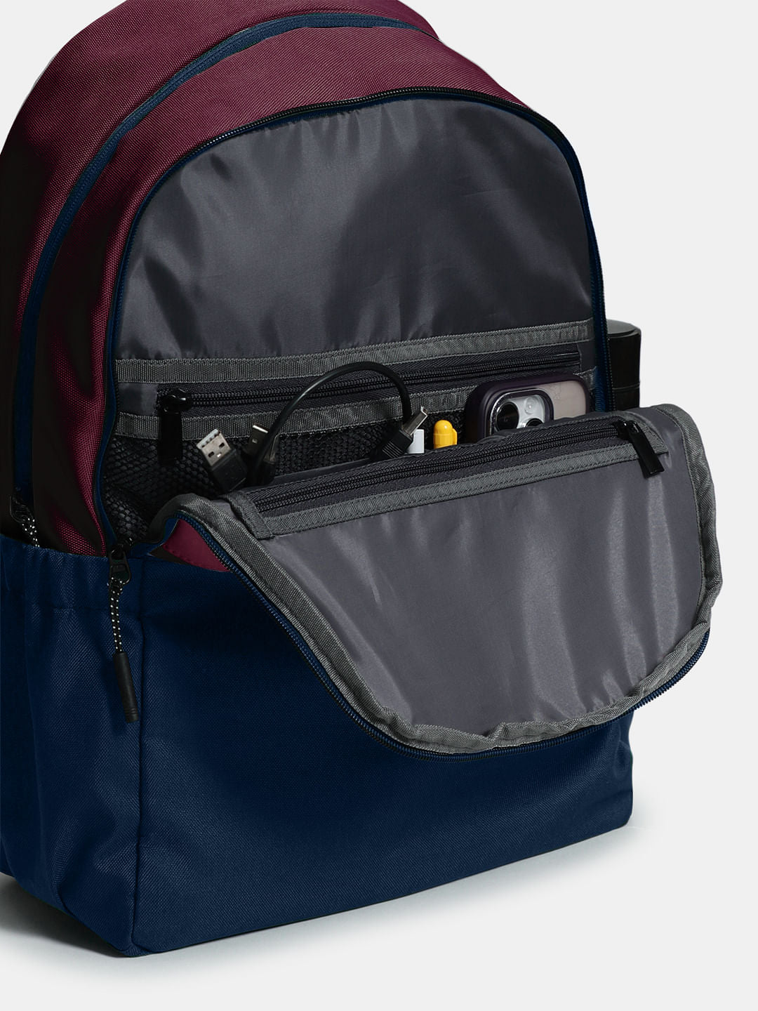 Navy Blue Colourblocked Backpack
