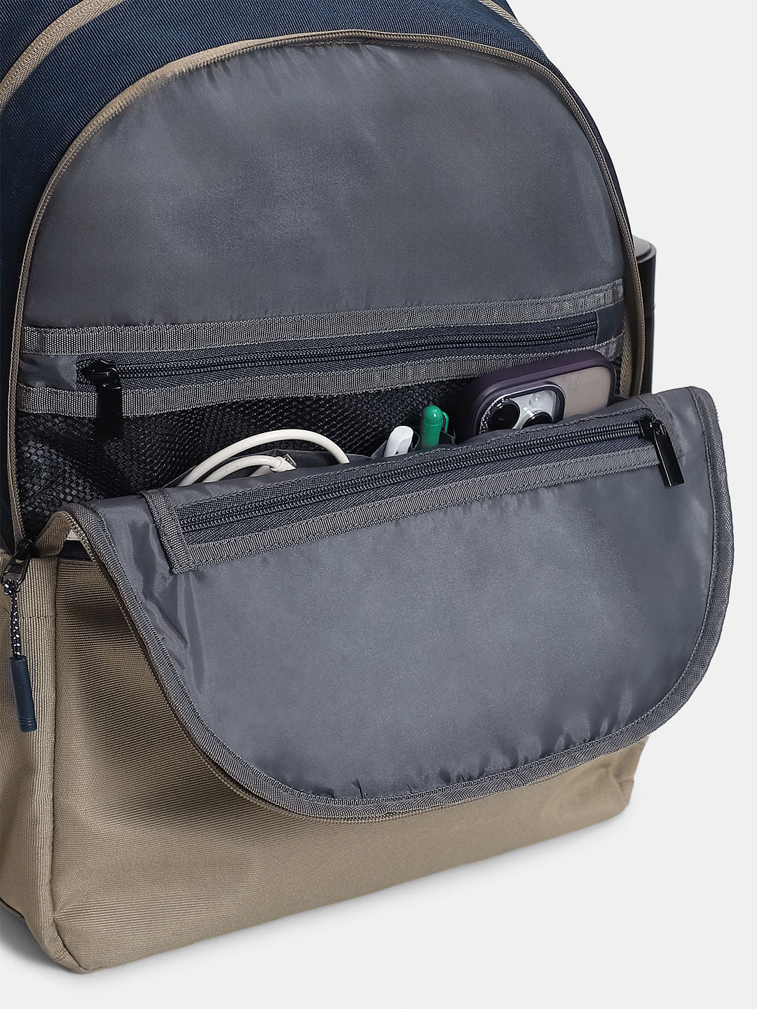 Grey Colourblocked Backpack