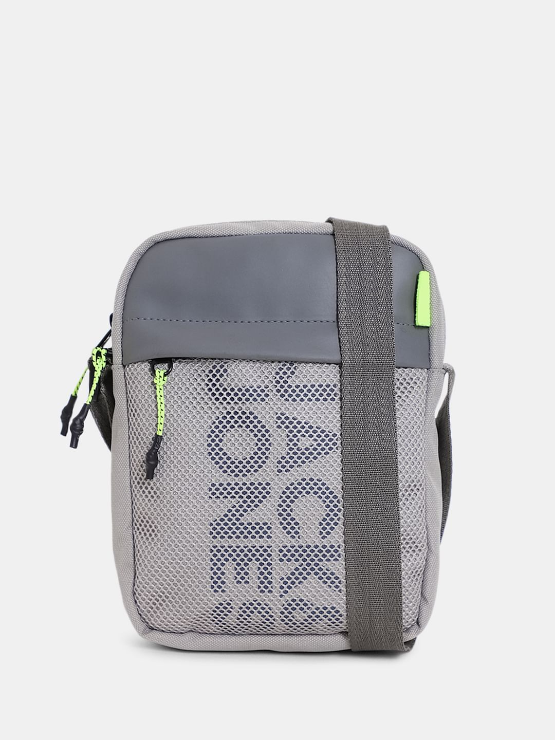 Grey Mesh Detail Sling Bag